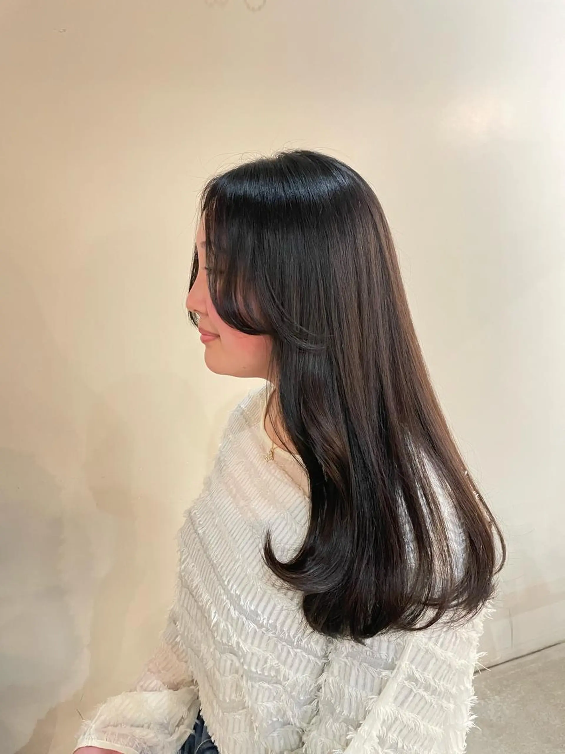 ロング 顔周りカット レイヤーカット 平松 里穗のヘアスタイル