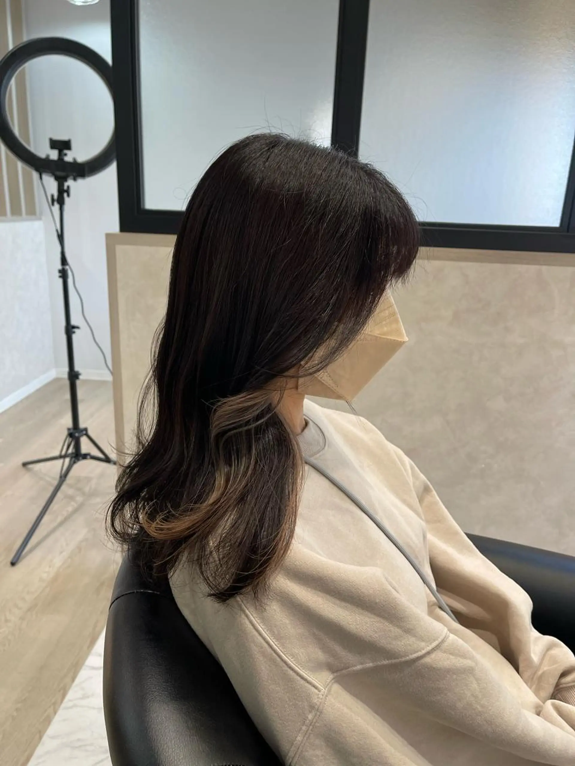 セミロング カラー ヘアカラー トリートメント &chaLme   心斎橋所属・emi/髪質改善/ 韓国風/艶カラーのヘアスタイル