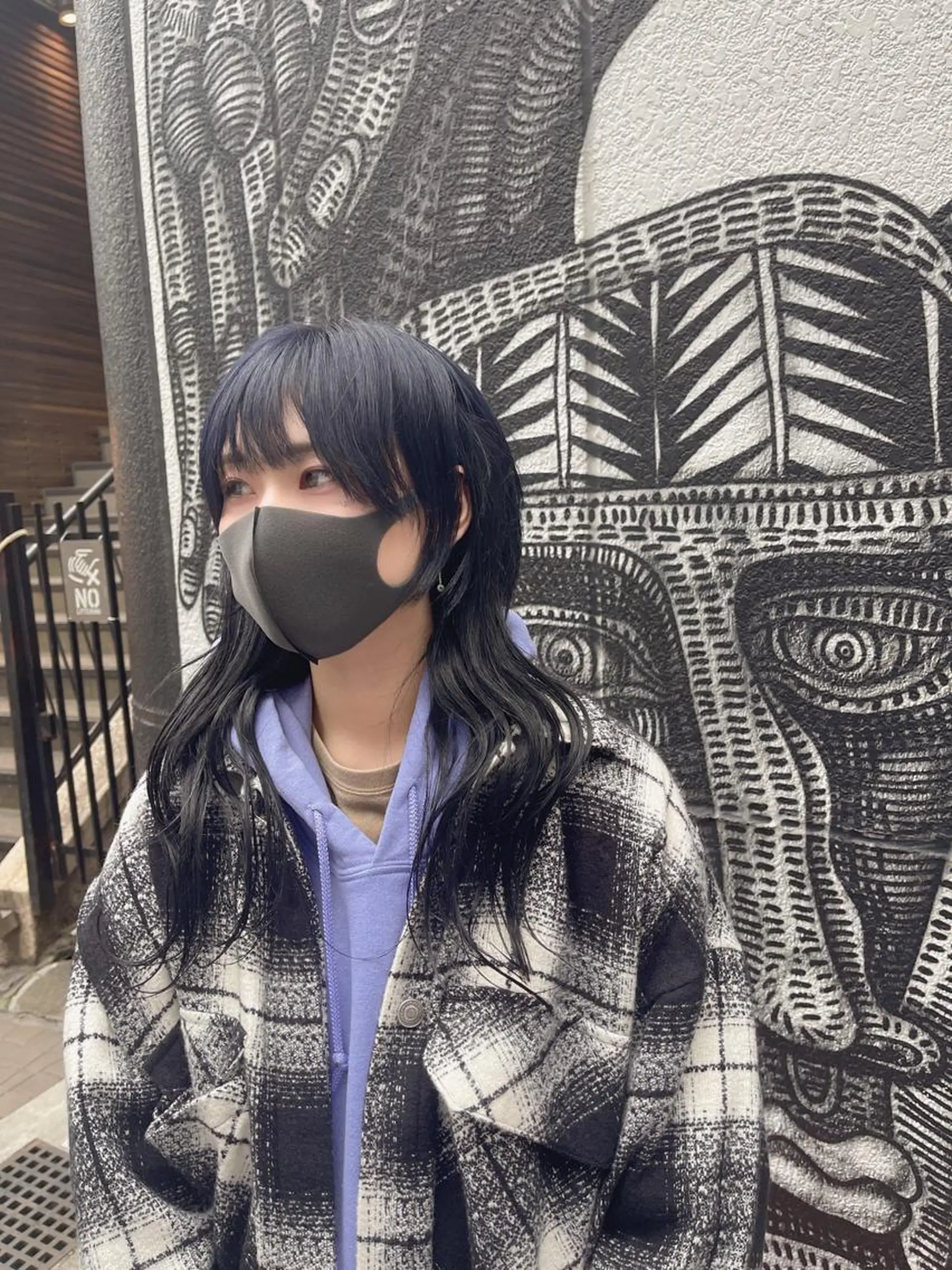 ミディアム カラー パーマ ヘアアレンジ メンズ マツエク・マツパ 編み込みエクステ メンズウルフカット エクステ ウルフカット haco+所属・🌈派手髪エクステ ブレイズ🌈ひろとのヘアスタイル