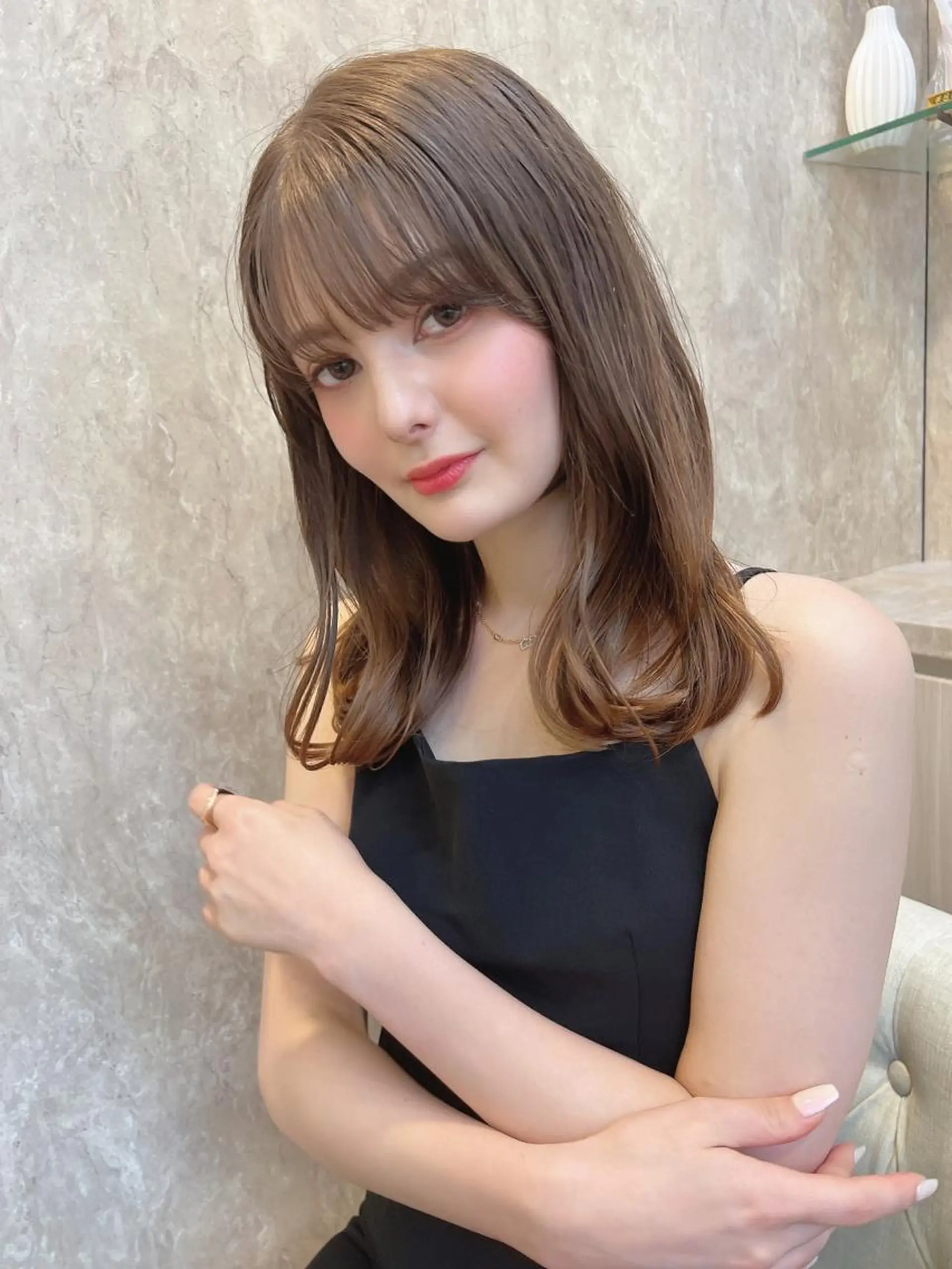 セミロング カット ヘアカラー トリートメント ほさか しんごのヘアスタイル