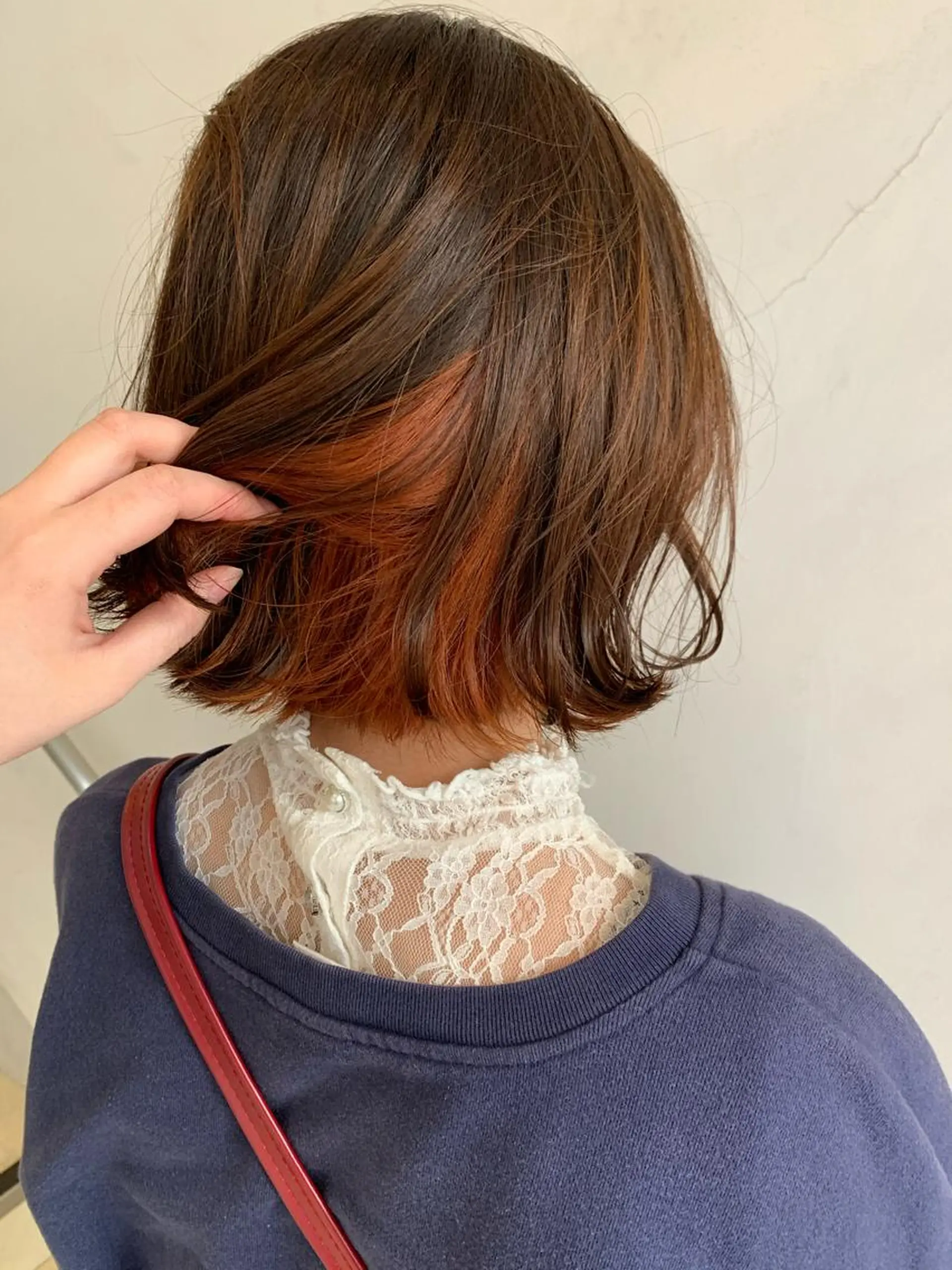 ショート カラー ブラウンカラー インナーカラー オレンジ オレンジブラウン ヘアカラー 似合わせカットカラー ♡佐藤捺美のヘアスタイル