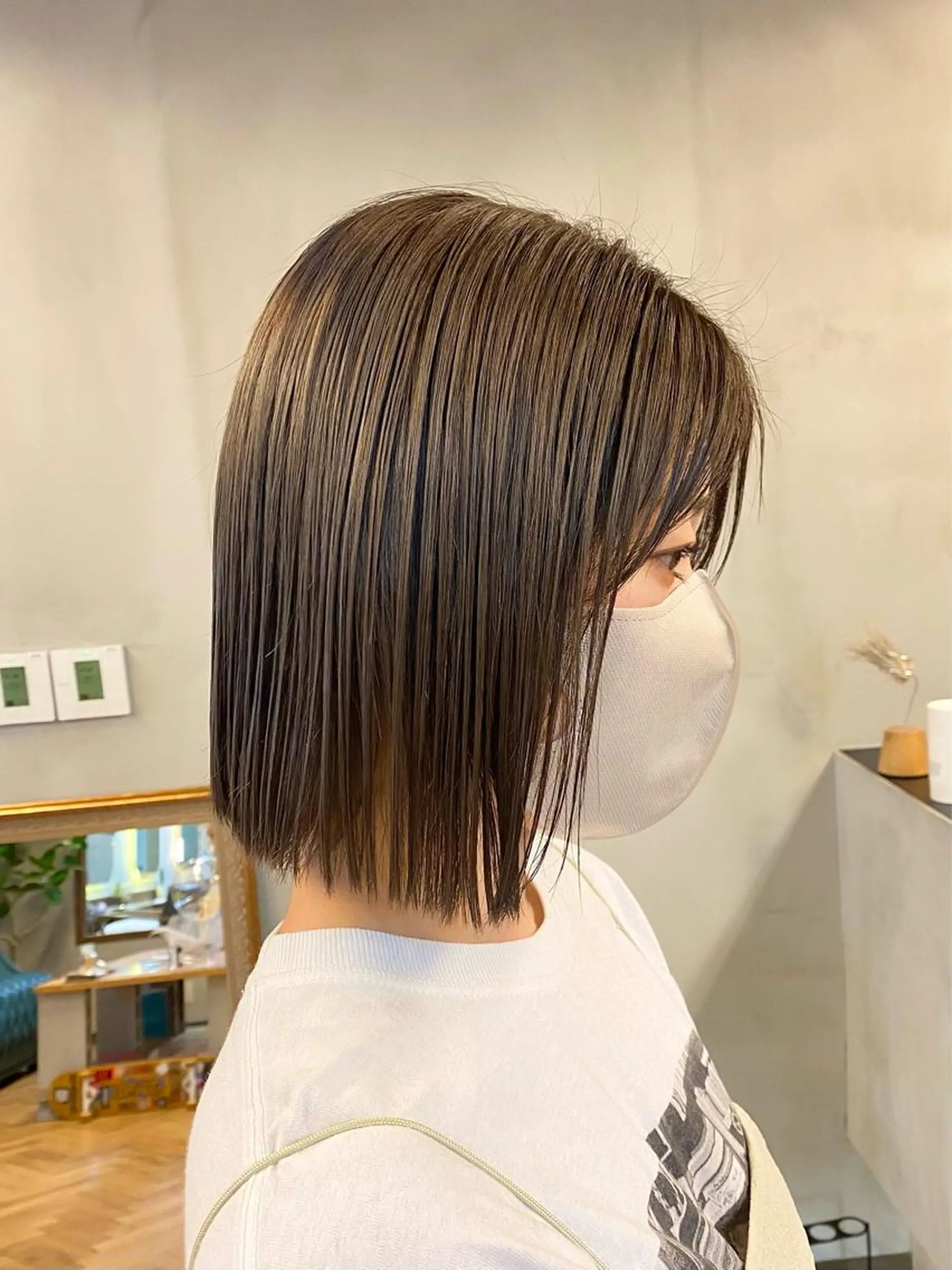 ミディアム カラー ベージュカラー ハル🌸柔色/ ブリーチなし/艶髪のヘアスタイル