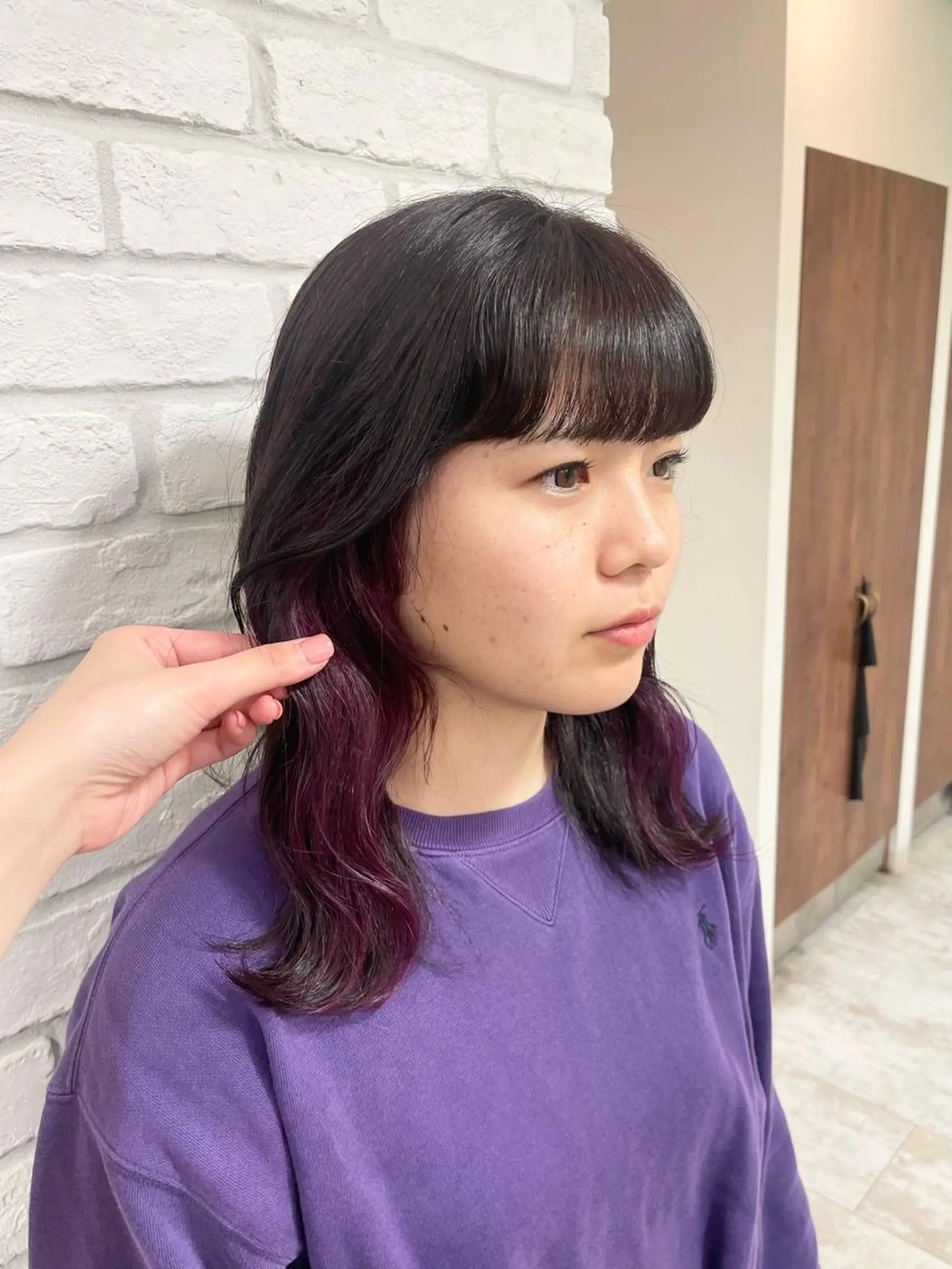 セミロング カラー ヘアアレンジ パープルカラー 🍒齋藤 澪🍒のヘアスタイル