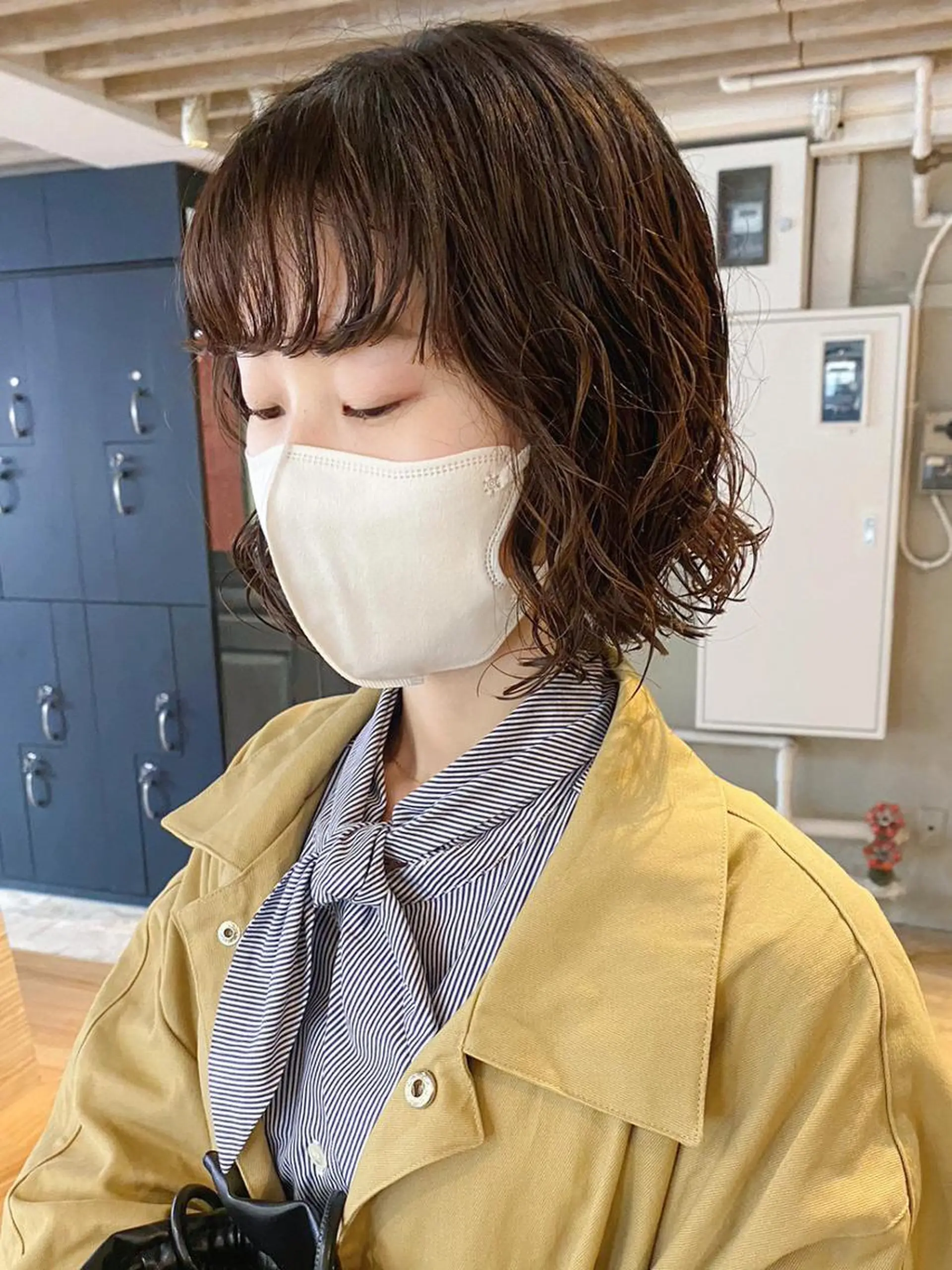 ミディアム カラー パーマ ヘアアレンジ ミディアムパーマ ボブ カット ヘアカラー トリートメント ITbyALBUM 中野店のヘアスタイル