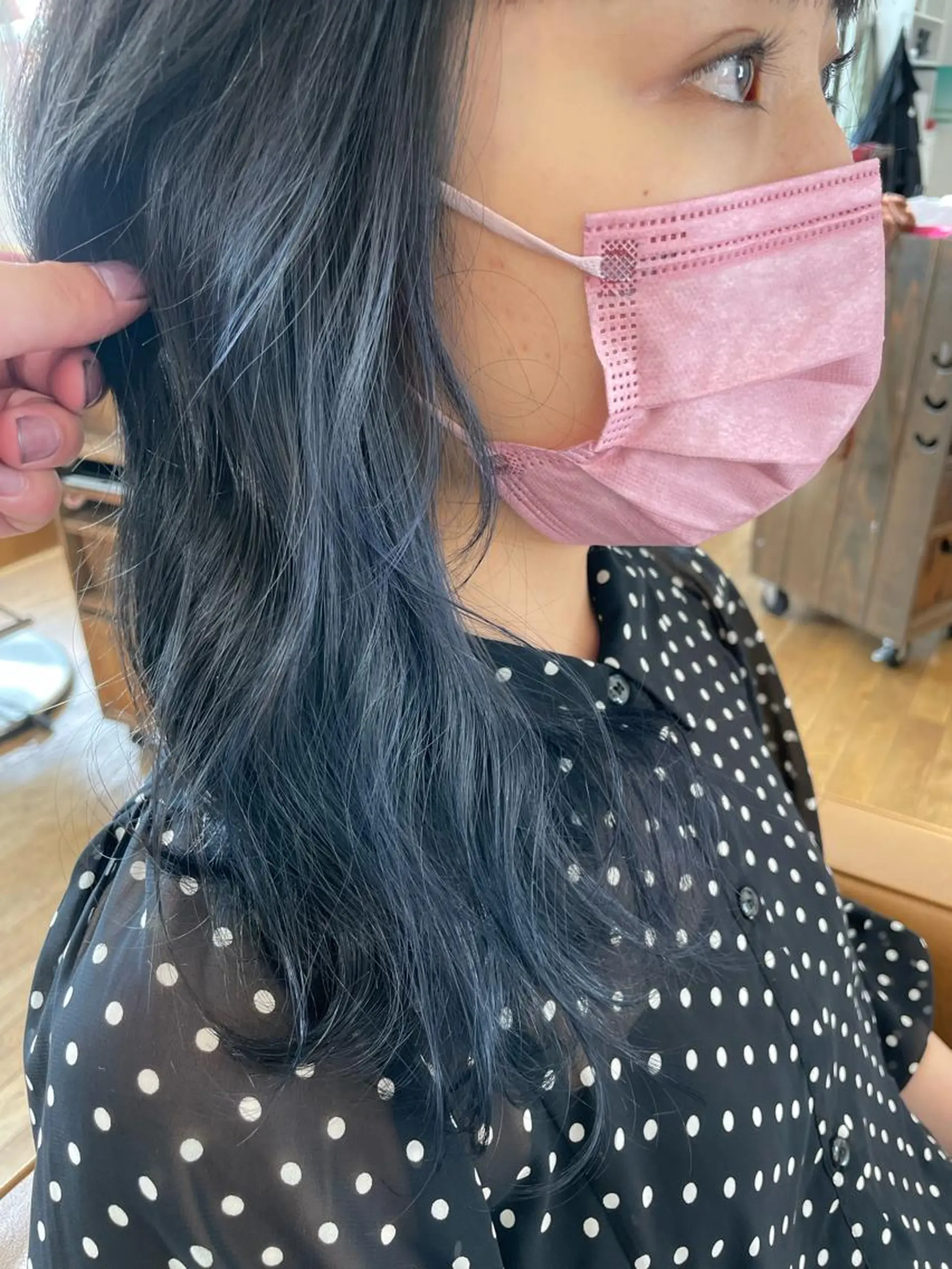 セミロング ヘアカラー ブリーチ毛矯正.髪質 改善.髪にドラマをのヘアスタイル