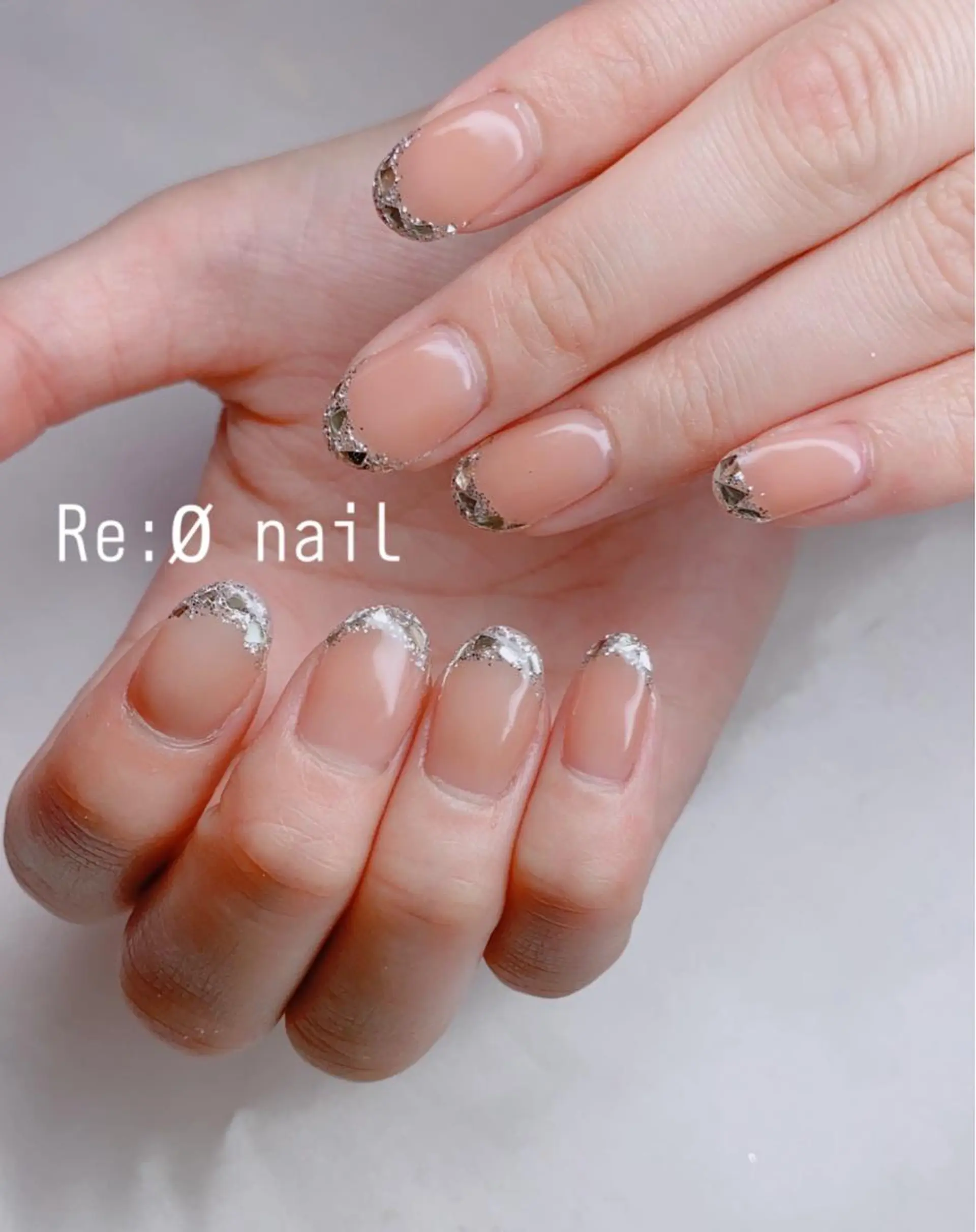 ネイル フレンチネイル ガラスフレンチ ハンドネイル Re:Ø nail 🩵TSUJIのネイルデザイン