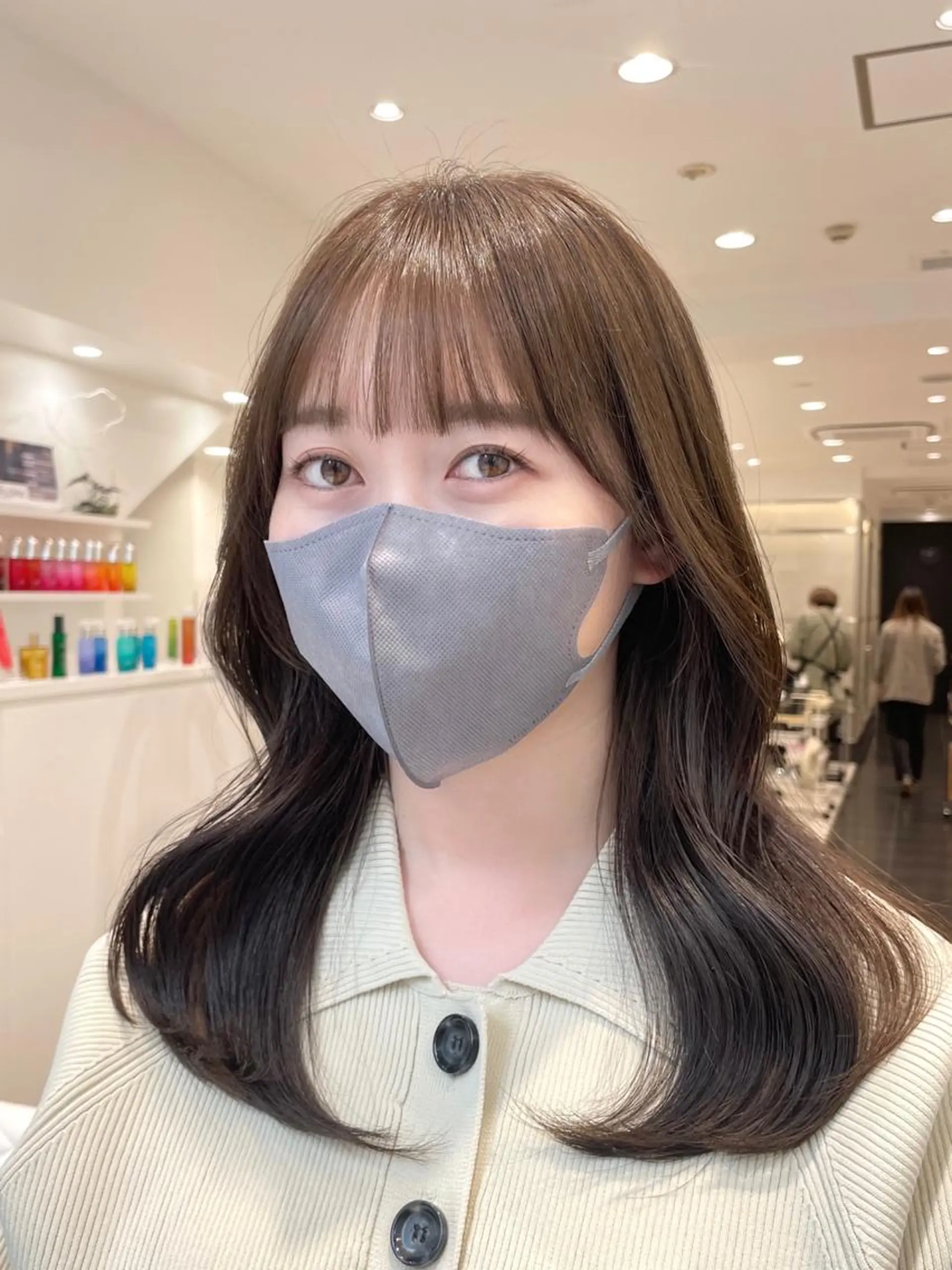 セミロング カラー ベージュカラー オリーブベージュ くびれヘア カット BiBi    武田 あやのヘアスタイル