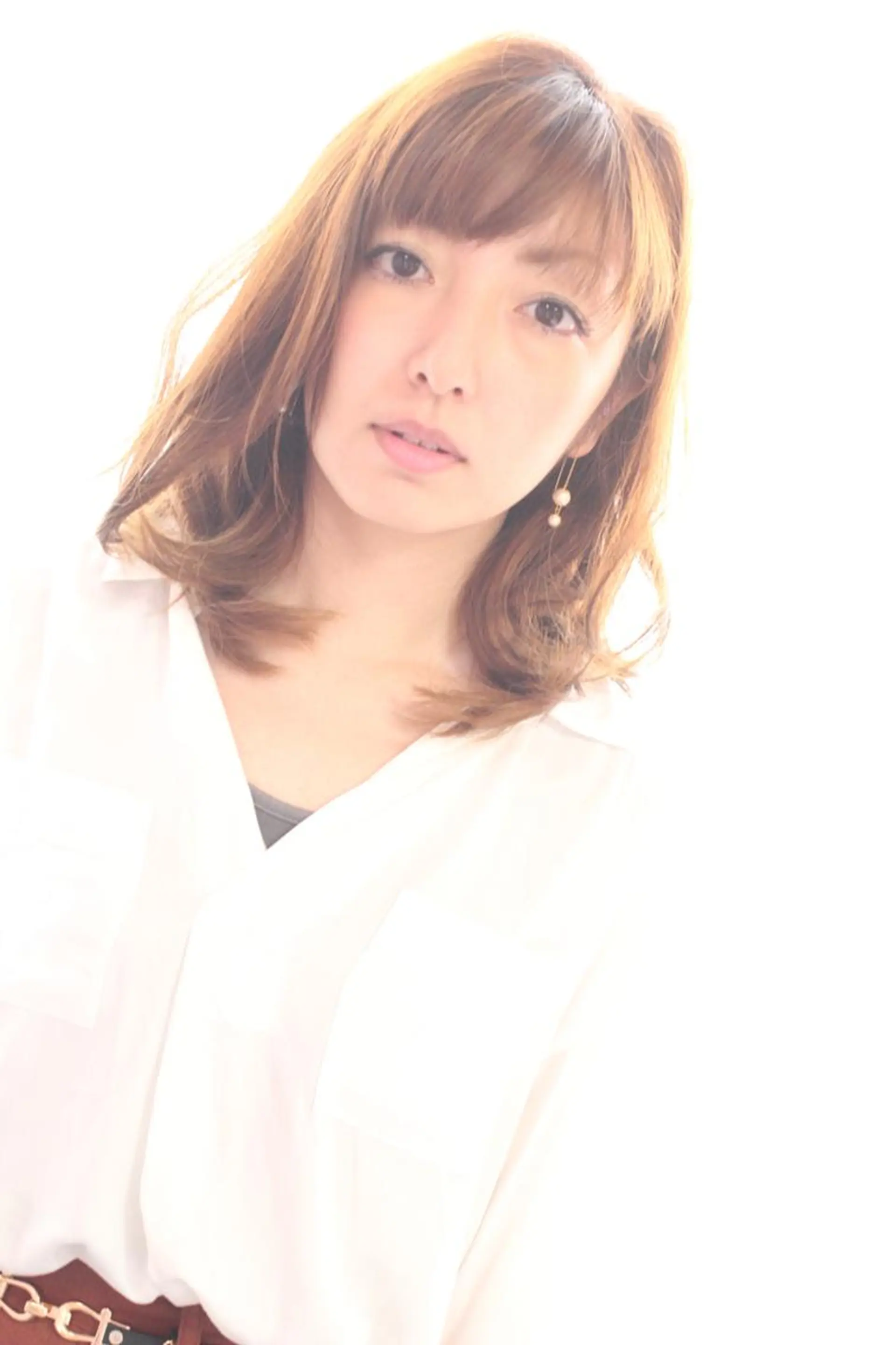 ミディアム カラー パーマ ベージュカラー 細川 亮のヘアスタイル