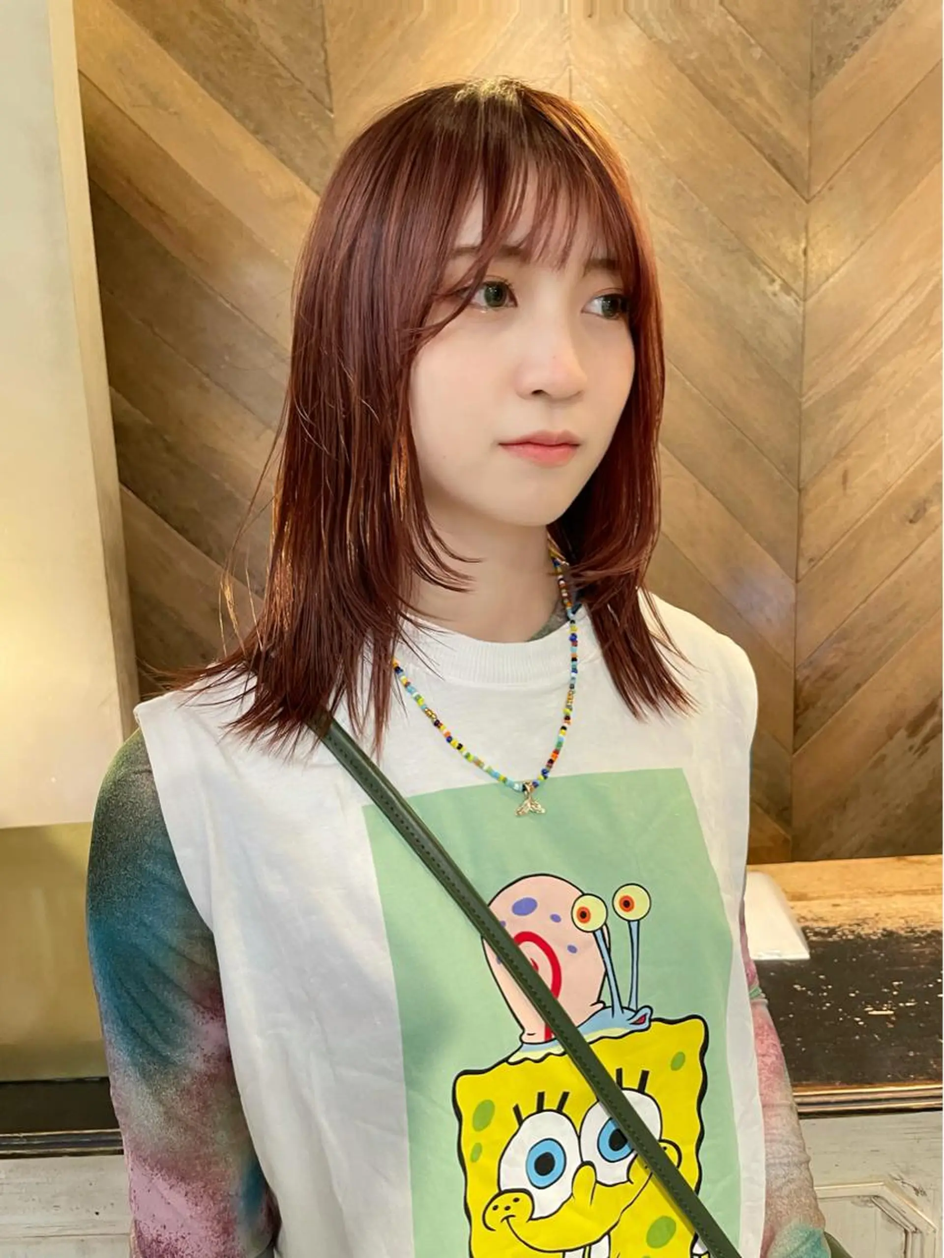 ミディアム カラー ブラウンカラー オレンジ オレンジブラウン ピンクカラー レイヤーカット カット ヘアカラー トリートメント SALOWIN所属・ブリーチ✨ ボブ✨レイヤーのヘアスタイル