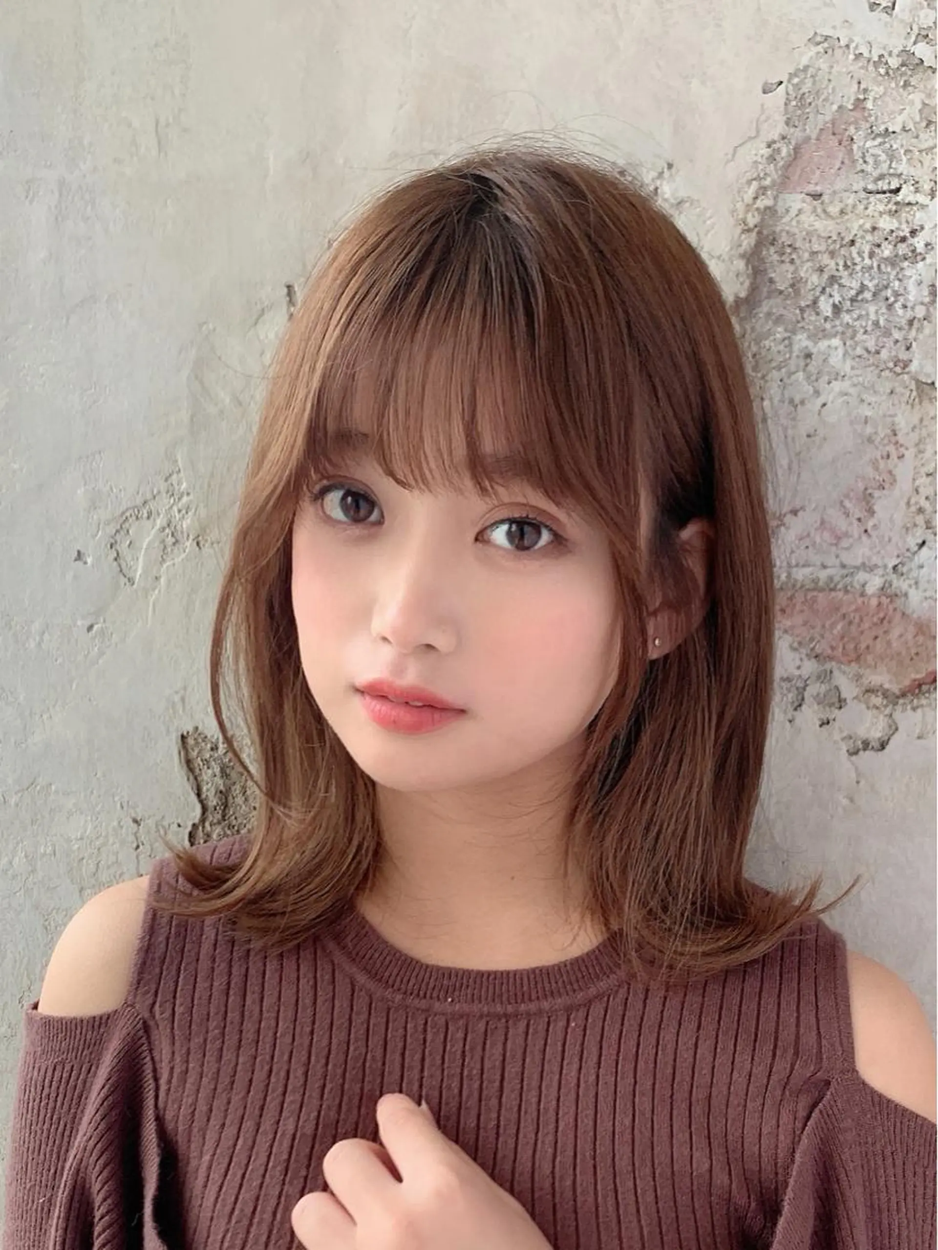 ミディアム カラー ベージュカラー ブラウンカラー くびれヘア 髪質改善 縮毛矯正 🧡くびれヘア/前髪 顔周り🧡久原結衣のヘアスタイル