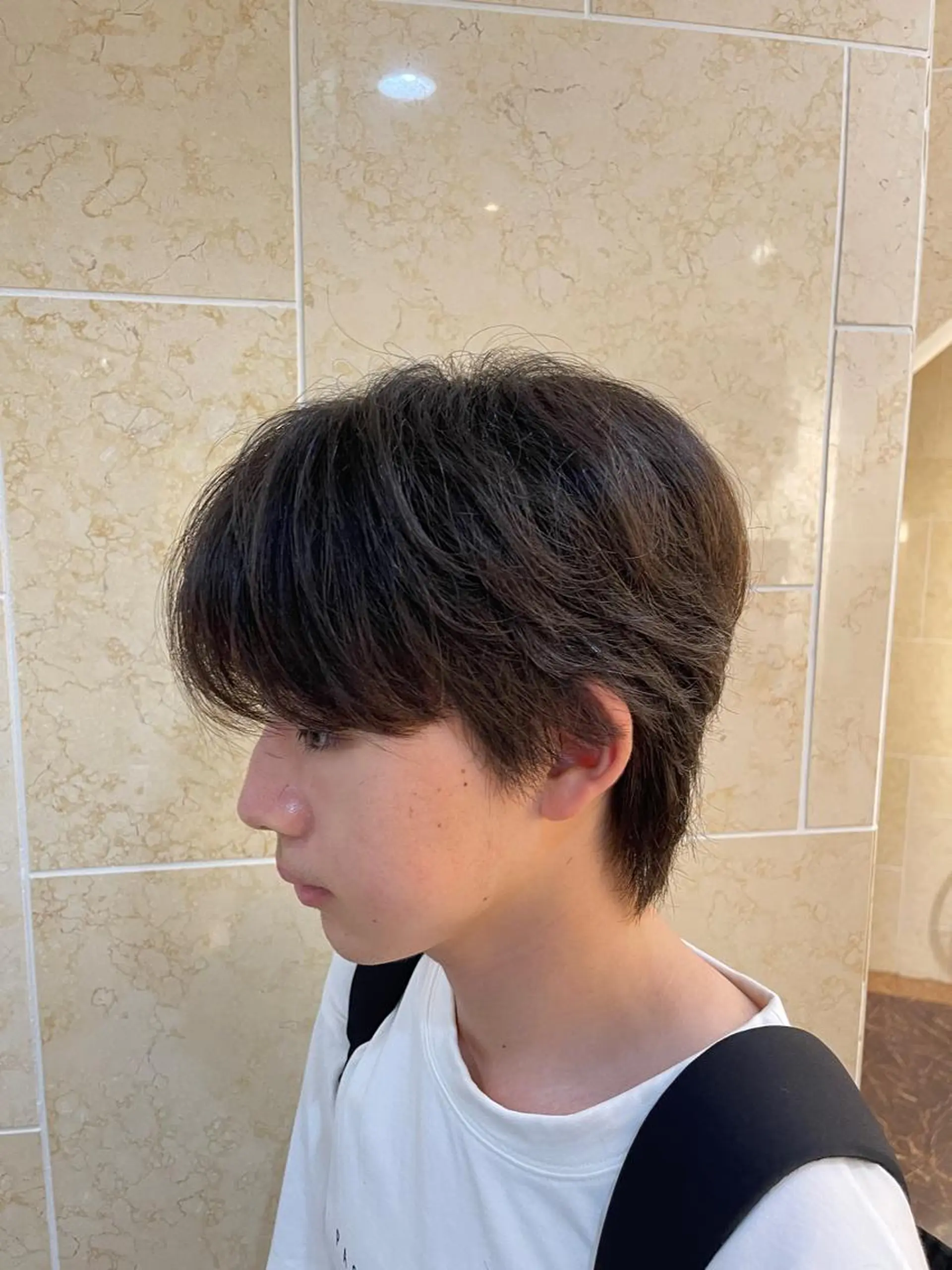 ショート メンズ メンズ韓国風 メンズウルフカット 韓国風ヘア ウルフカット CARE SHINSAIBASHI所属・縮毛・酸性ストレート 特化のヘアスタイル