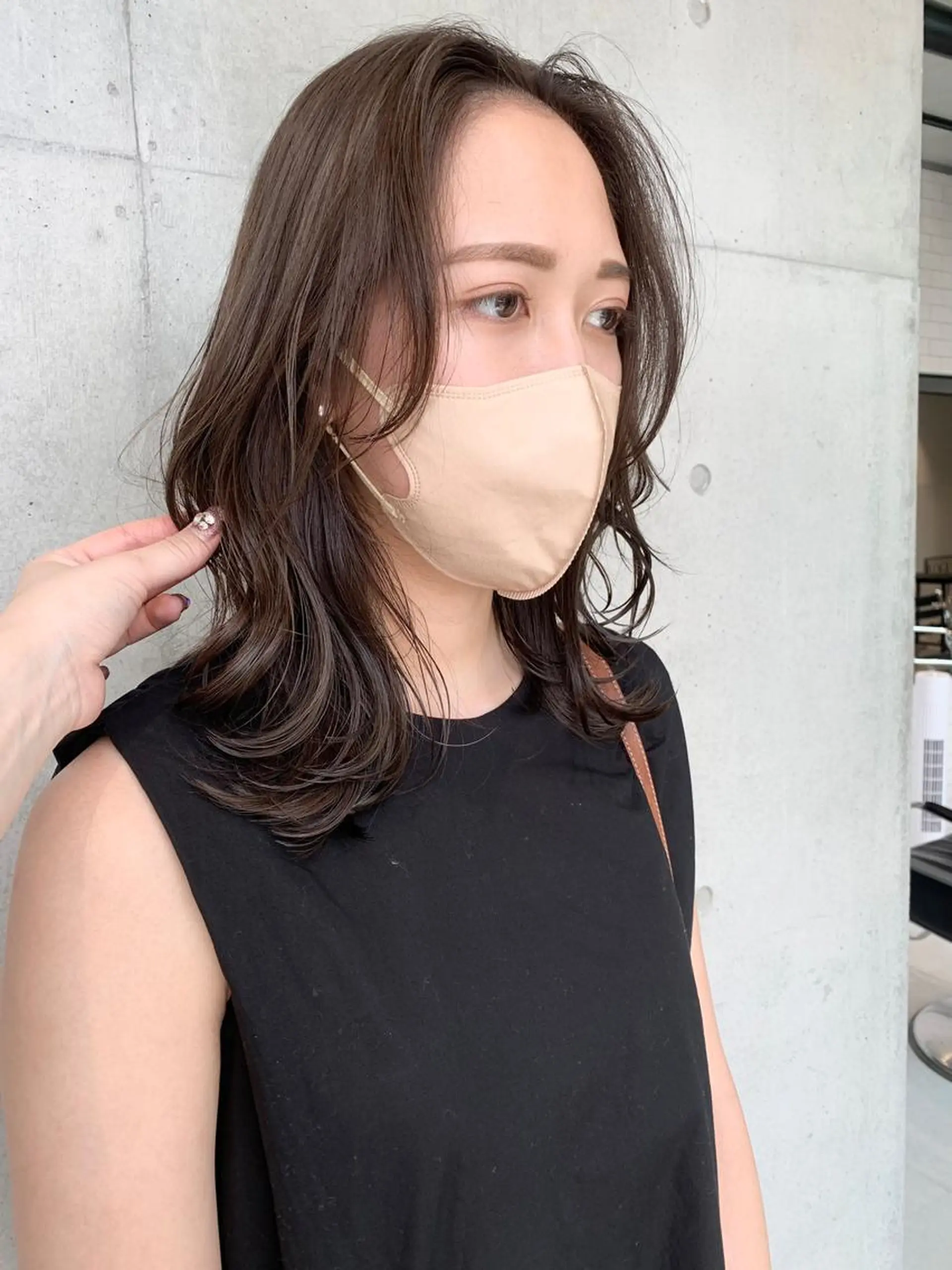 セミロング カラー パーマ ヘアアレンジ カット ヘアカラー トリートメント 透明感/オリーブ/ グレージュ/YUKAのヘアスタイル