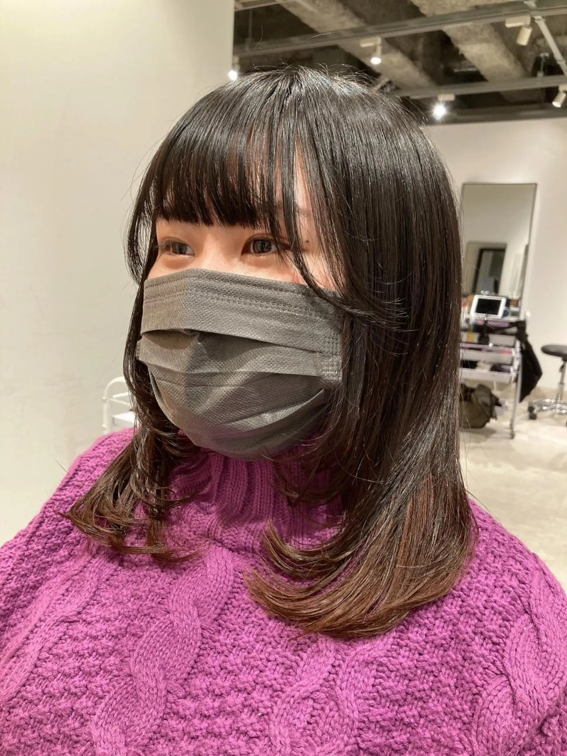 セミロング カラー 顔まわりレイヤー 顔周りカット レイヤーカット カット ヘアカラー トリートメント ヘッドスパ GO TODAY  SHAIRE  SALON   渋谷モディ所属・スキバサミを使わない カット🌼唯🌼のヘアスタイル