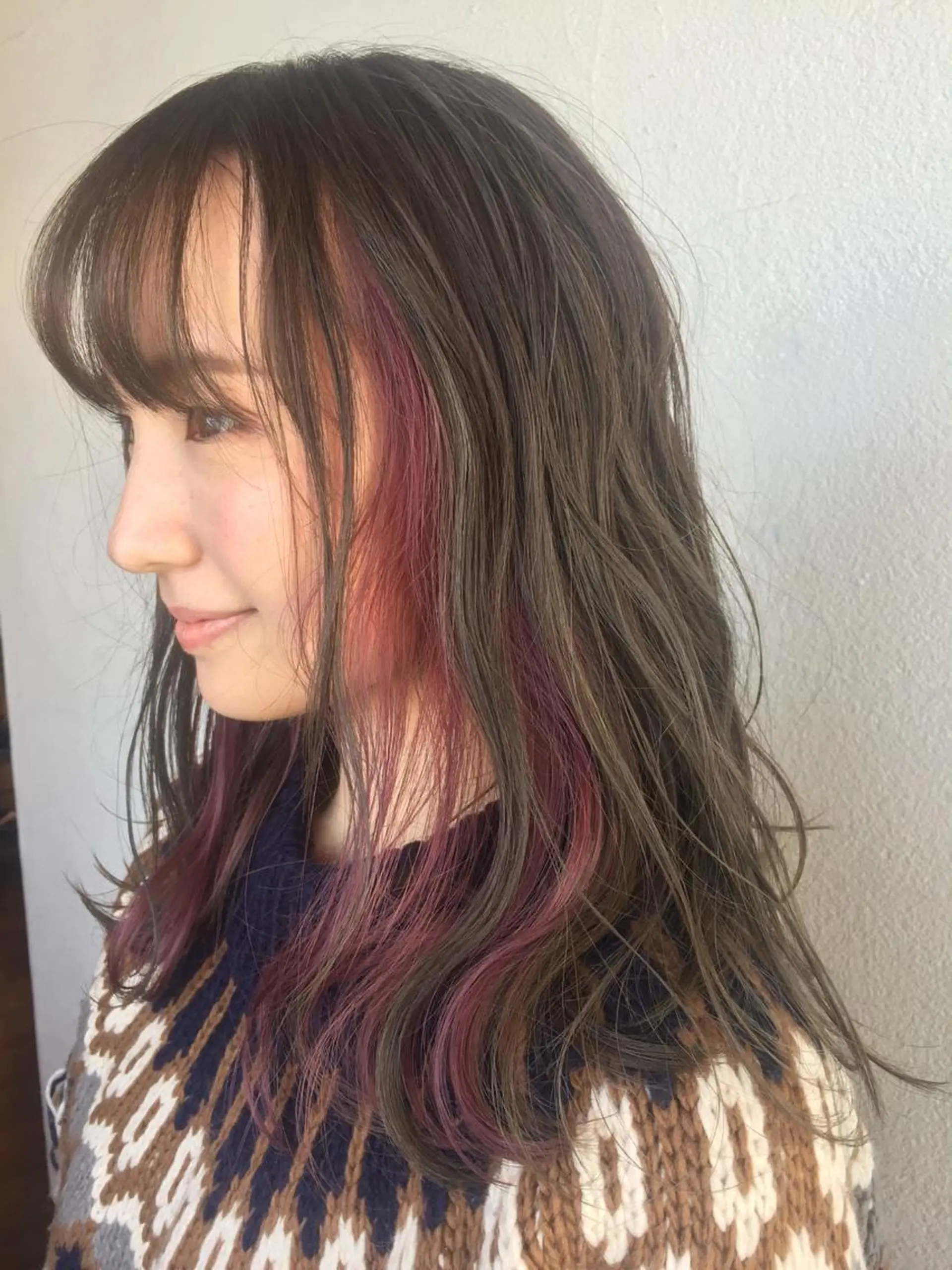 ミディアム カラー カット ヘアカラー トリートメント aW HAIRカンノ カナエのヘアスタイル