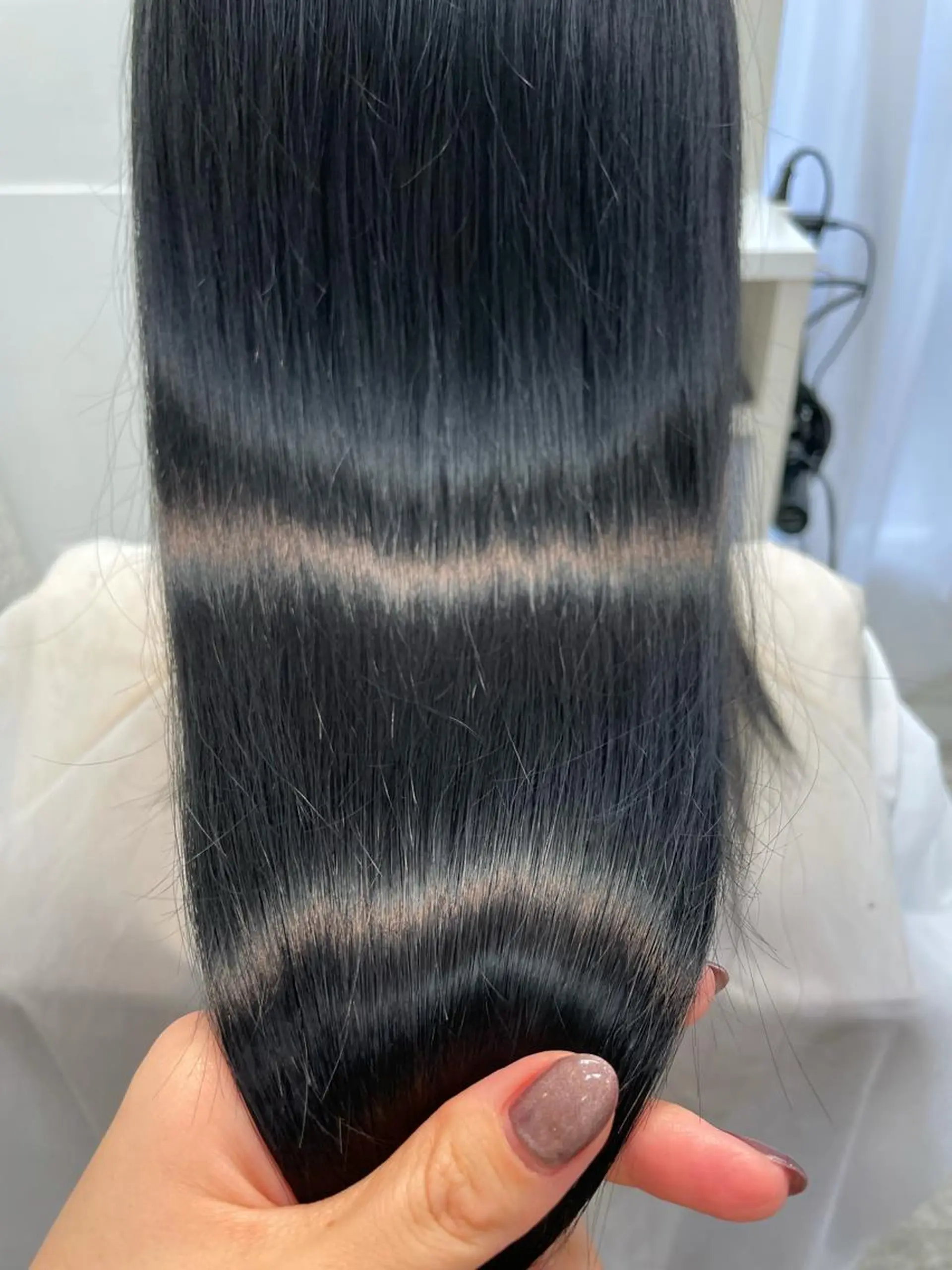 ロング カラー 黒髪 ブルーカラー ブルーブラック ヘアカラー トリートメント 韓国ヘア🤍髪質改善 🇰🇷AKANEのヘアスタイル