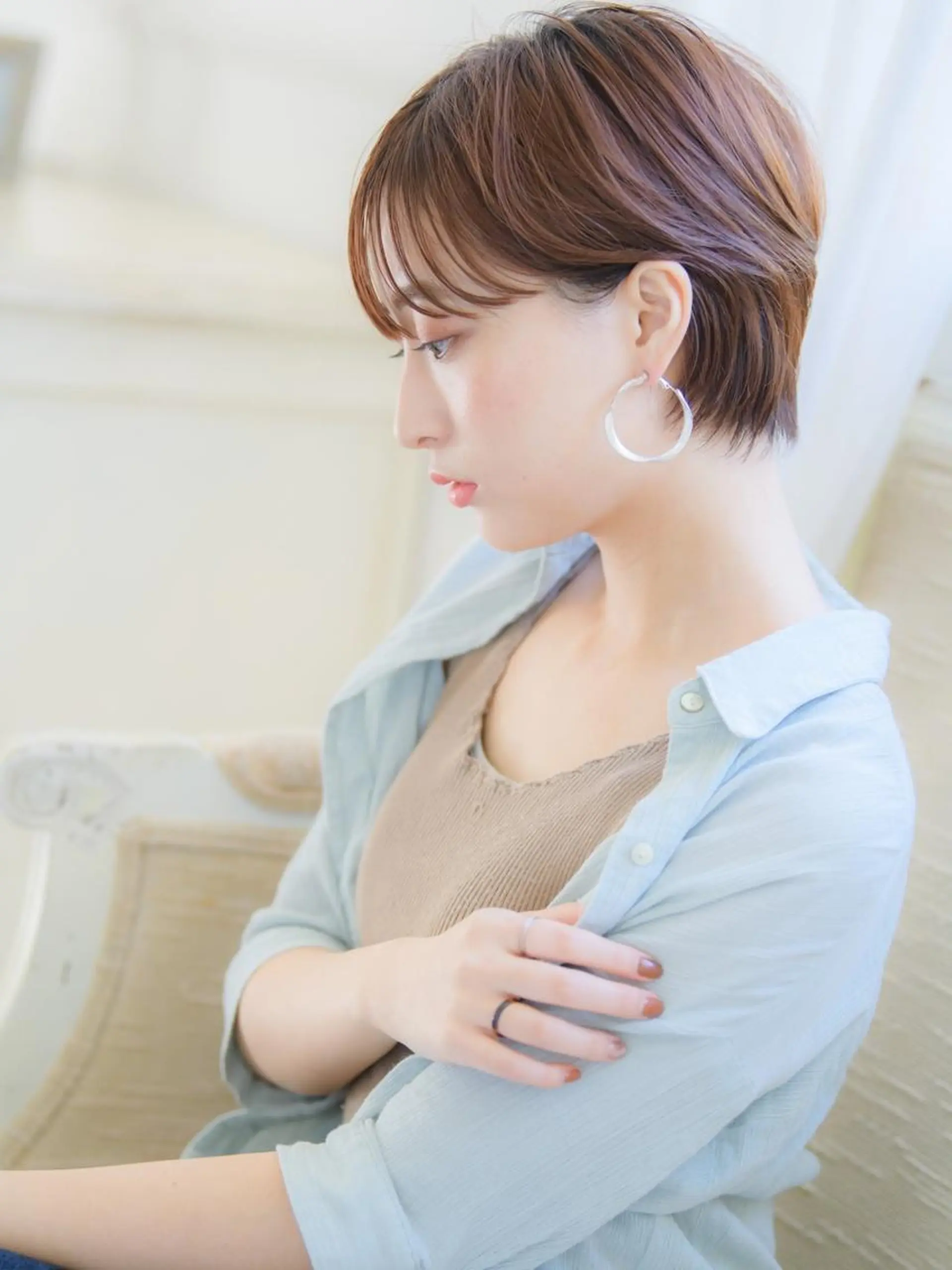 ショート カラー パーマ 増渕 駿介のヘアスタイル