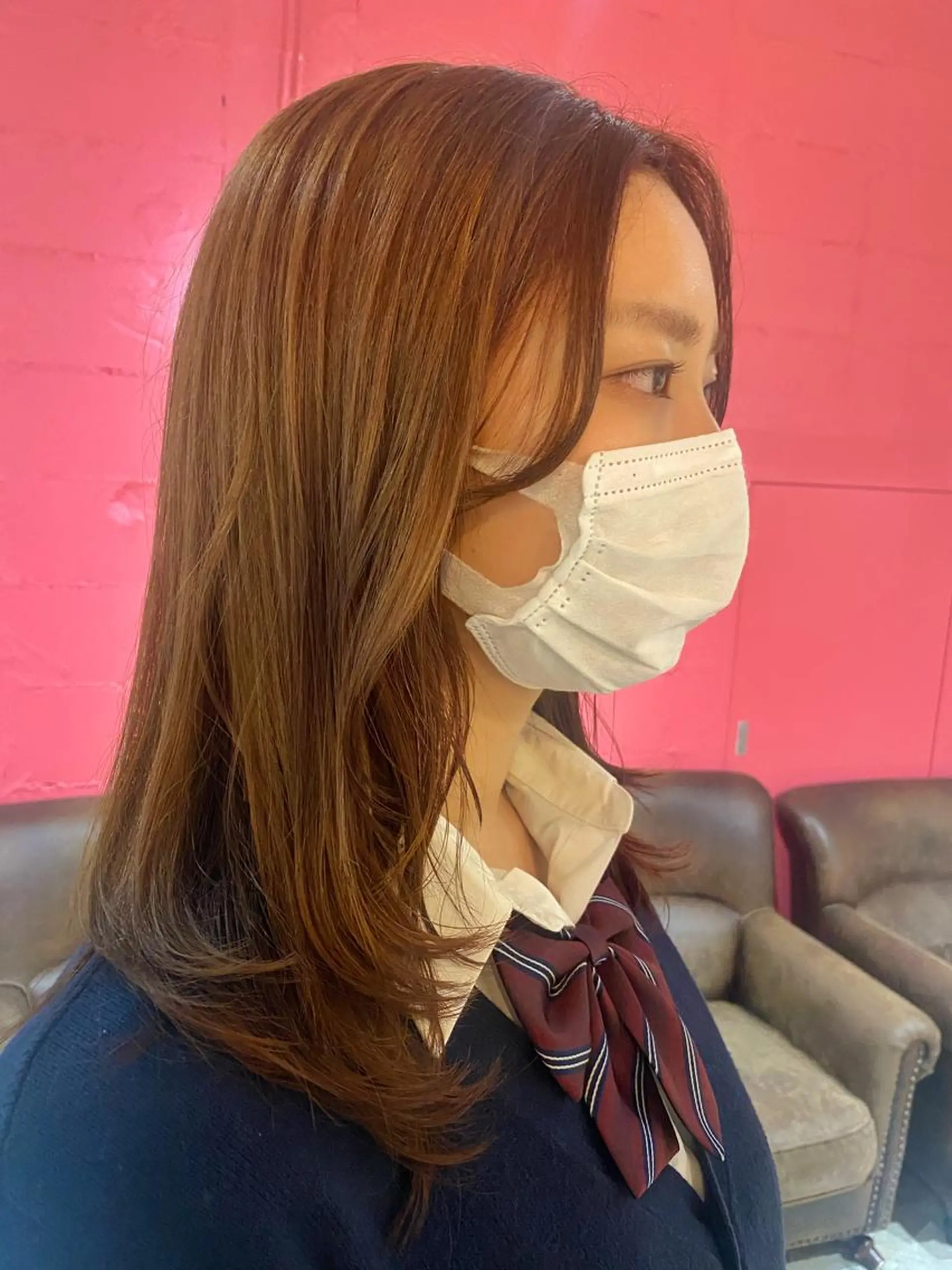 セミロング カラー ベージュカラー ブリーチ オレンジ オレンジベージュ stylist🎨 aye牧野莉香のヘアスタイル