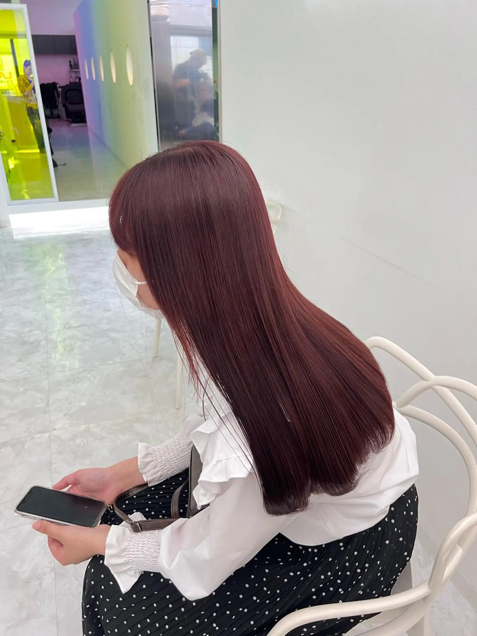 セミロング カラー ブラウンカラー レッドカラー 🎀🫧透明感 ピンクラベンダー💟のヘアスタイル