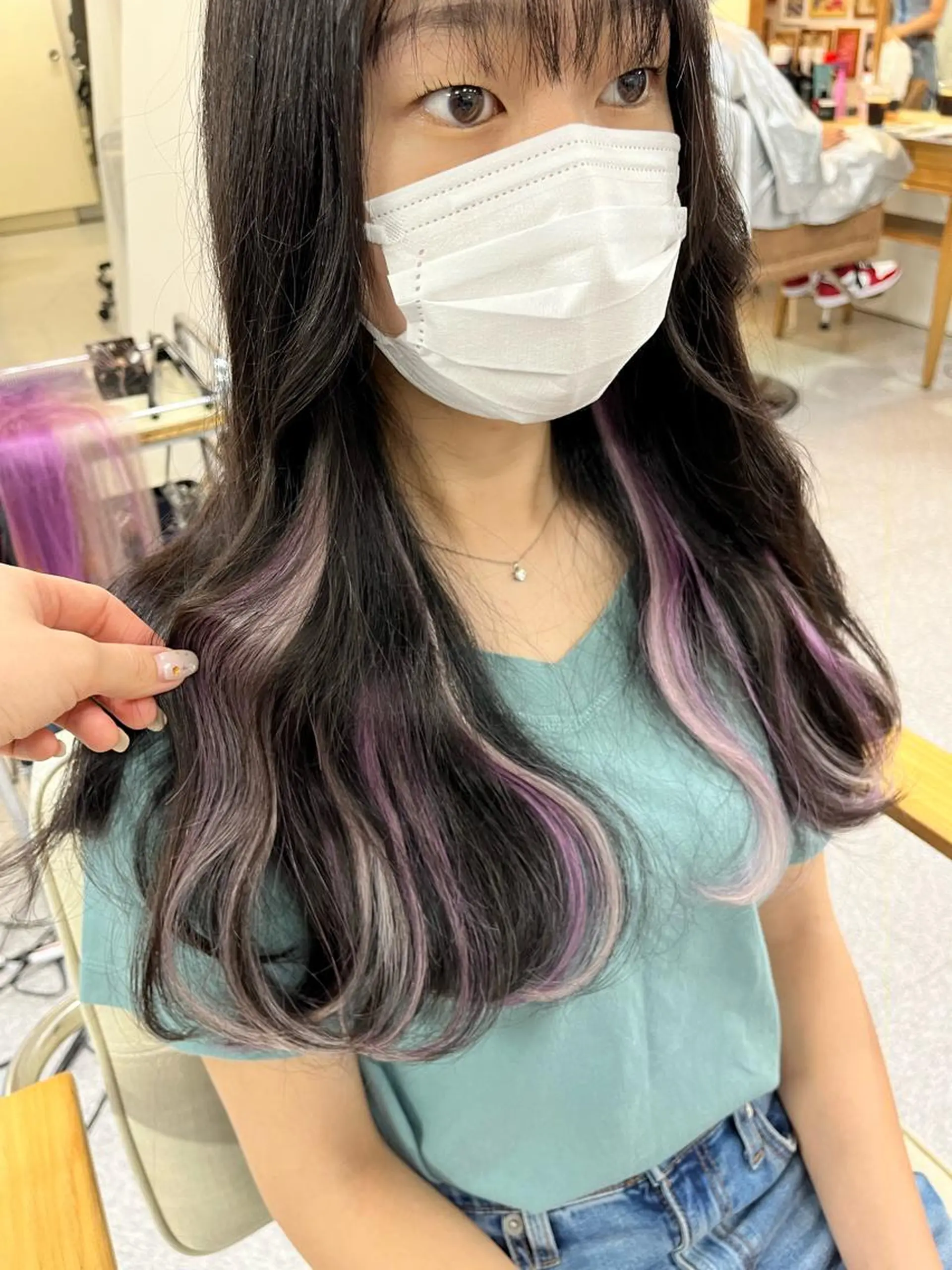 ロング カラー エクステ エクステ ハイトーン 💭黒崎ハルカのヘアスタイル