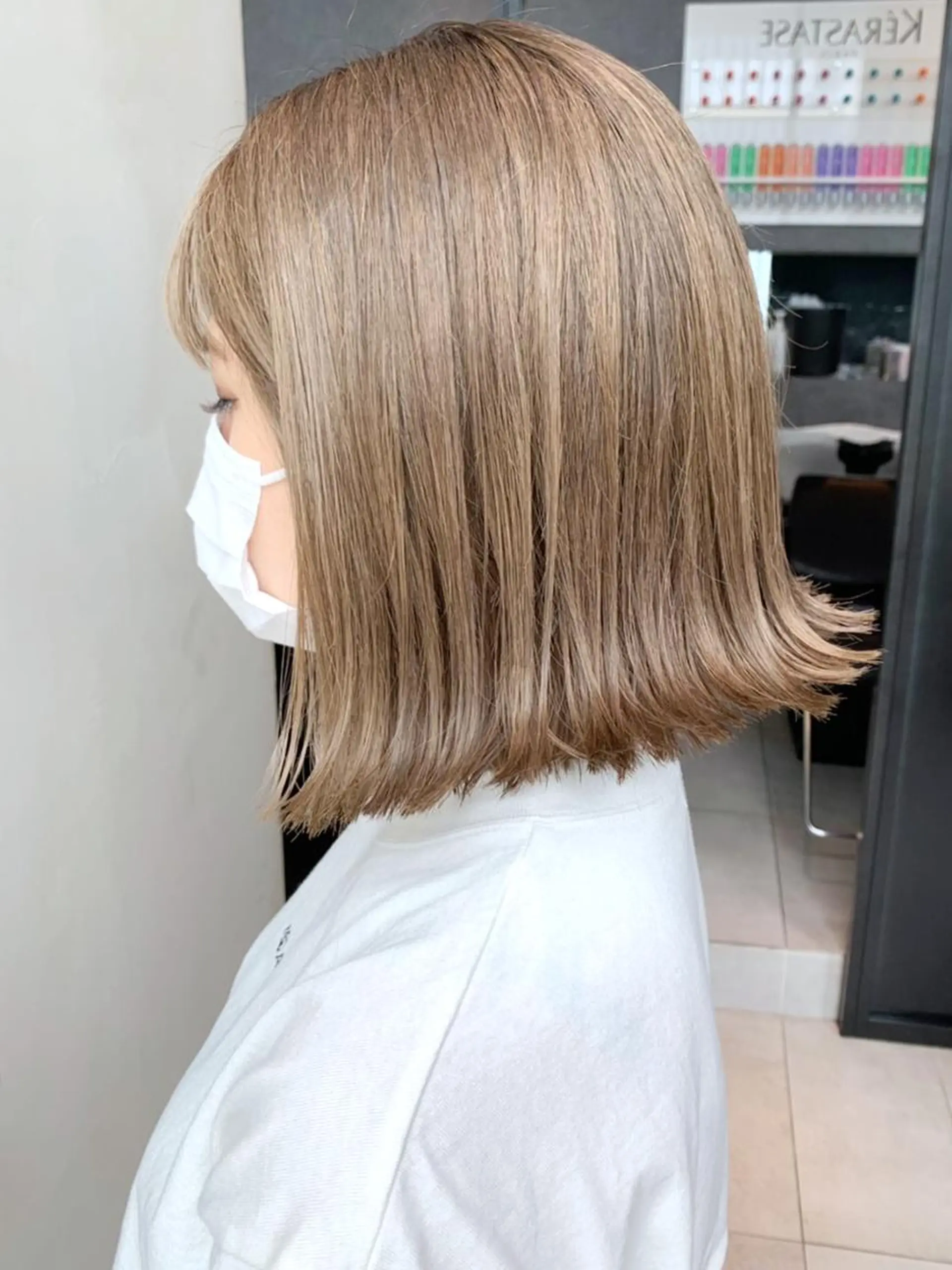 ミディアム カラー パーマ ヘアアレンジ ベージュカラー ボブ カット ヘアカラー トリートメント ITbyALBUM 下北沢店のヘアスタイル