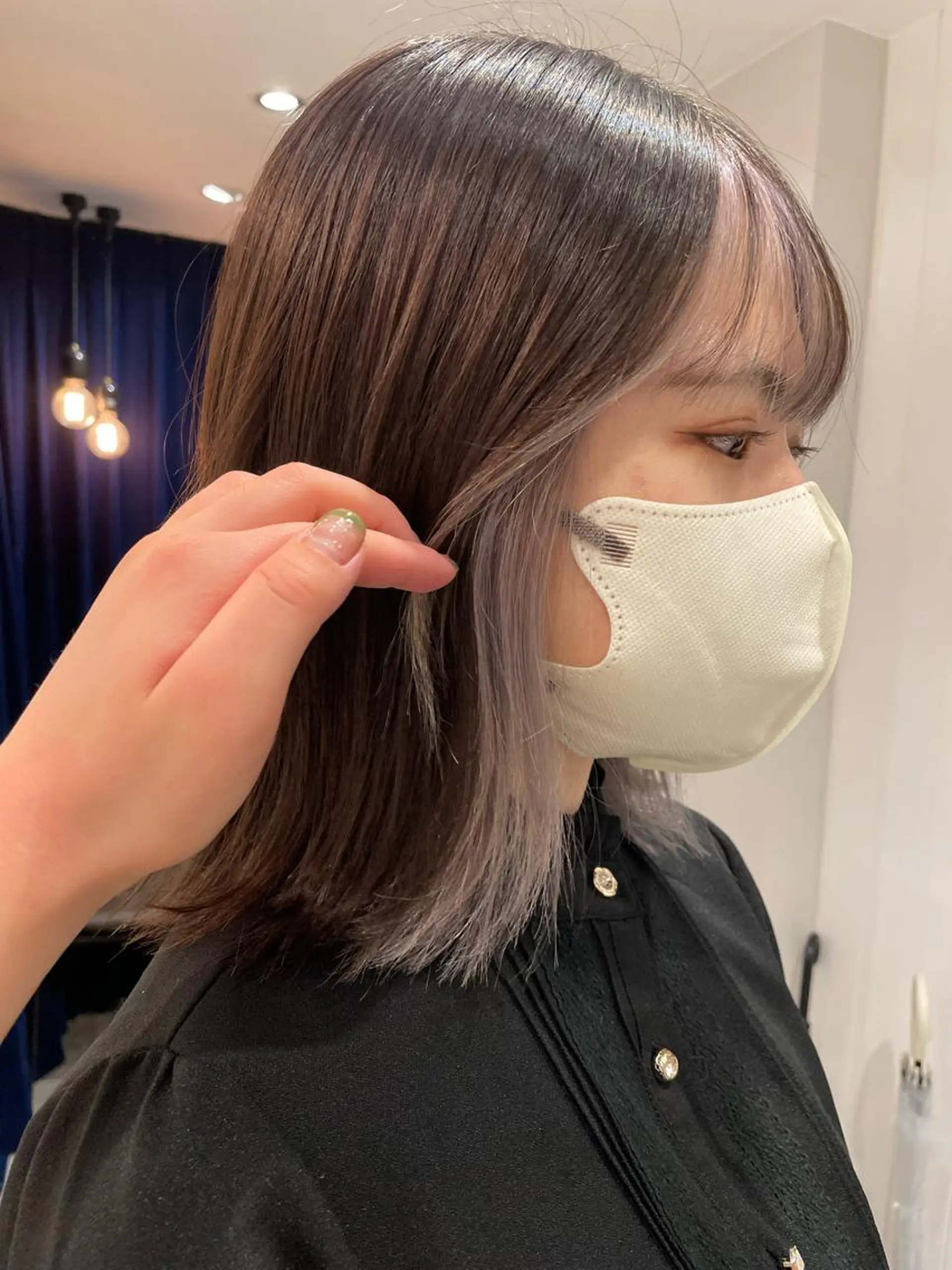 ミディアム カラー ブリーチ パープルカラー soto.所属・ショートカット♡ 石川優奈のヘアスタイル