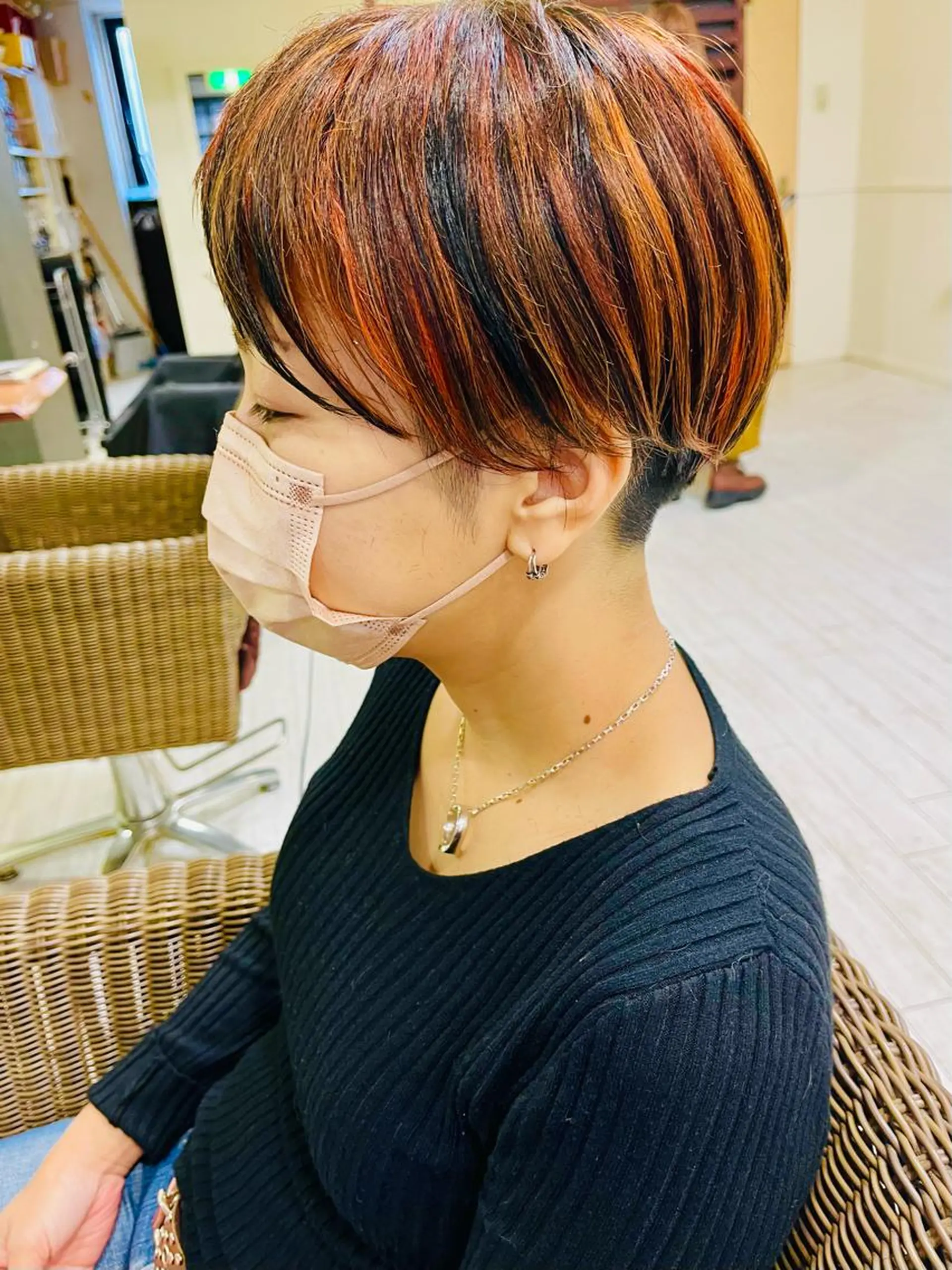 ショート カラー オレンジ カット ヘアカラー トリートメント ママ美容師 ＊ヒマワリのヘアスタイル
