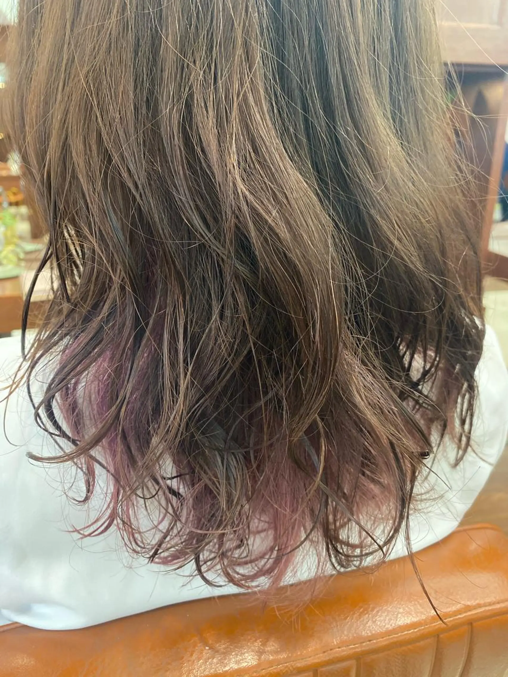 ミディアム パーマ アッシュ 長谷川 礼子のヘアスタイル