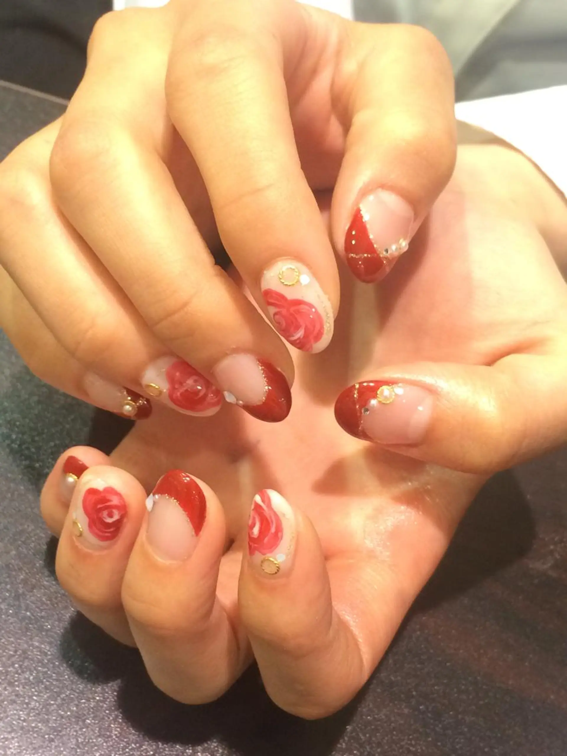 ネイル アートネイル ボルドー M nail はやまうららのネイルデザイン