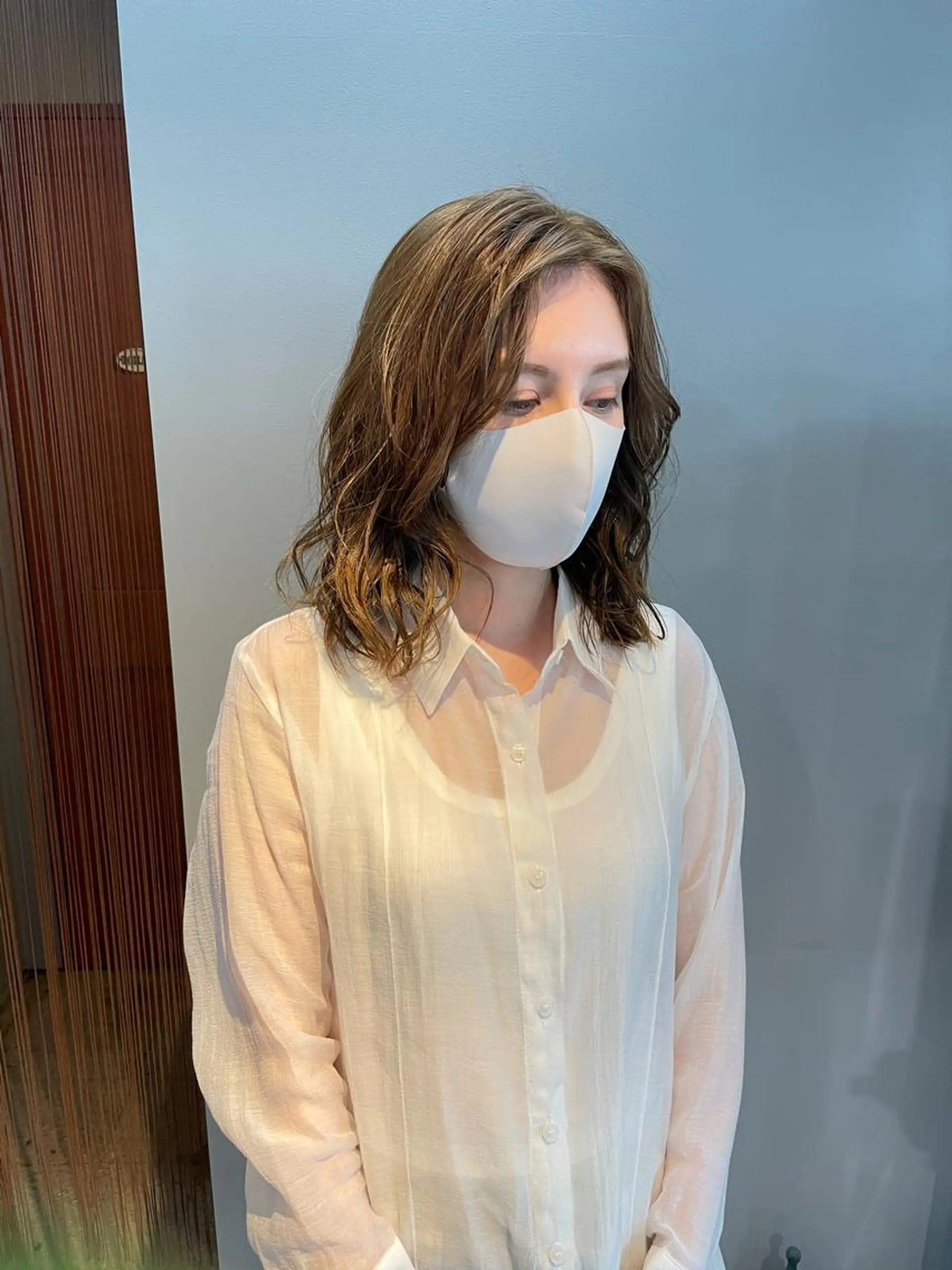 ミディアム カラー ブリーチ グレージュ ブリーチなしカラー 🍀アレンジ簡単ヘア ☘️石田万里奈🍀のヘアスタイル