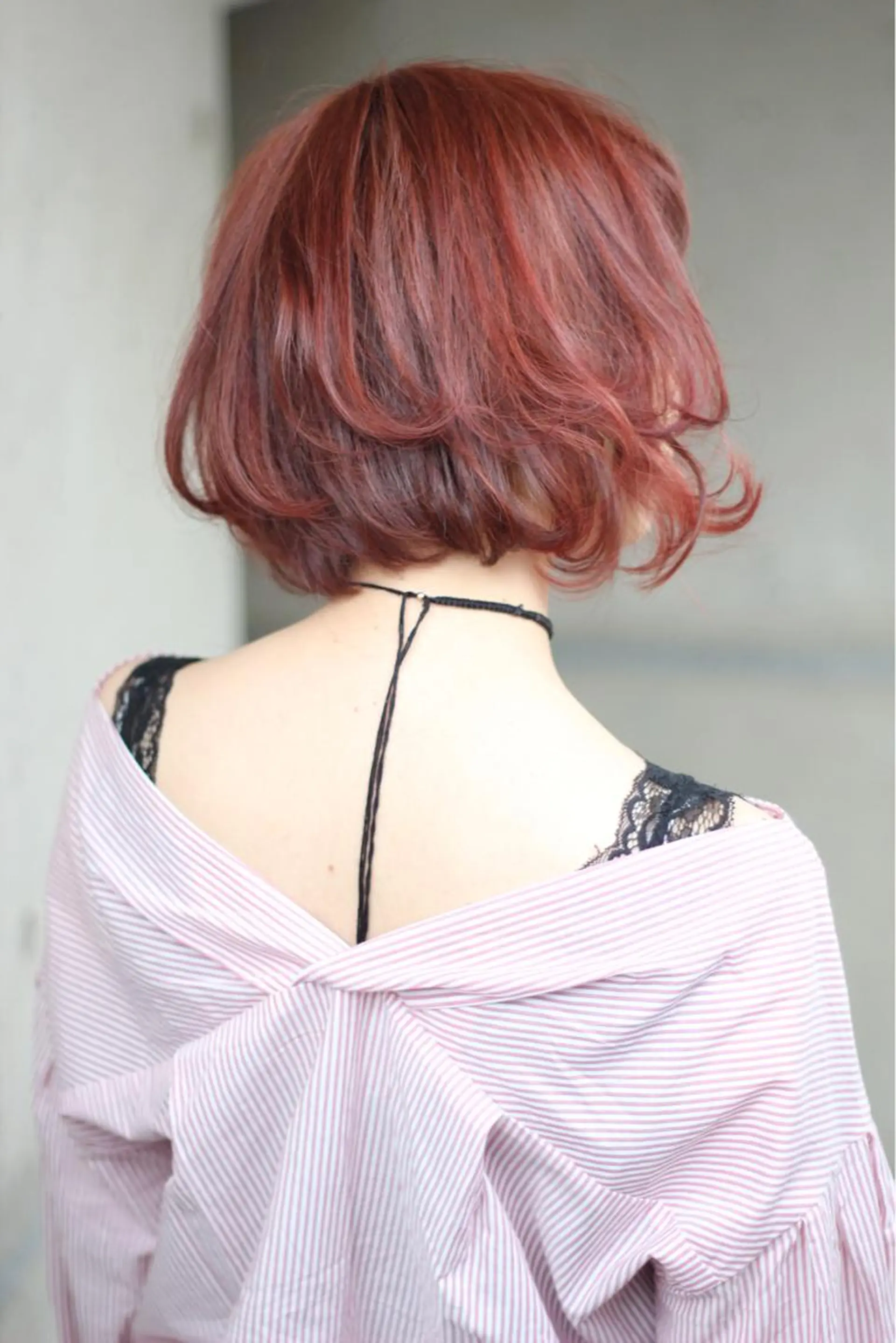 ミディアム カラー パーマ ヘアアレンジ オレンジ レッドカラー 成松 勇治のヘアスタイル