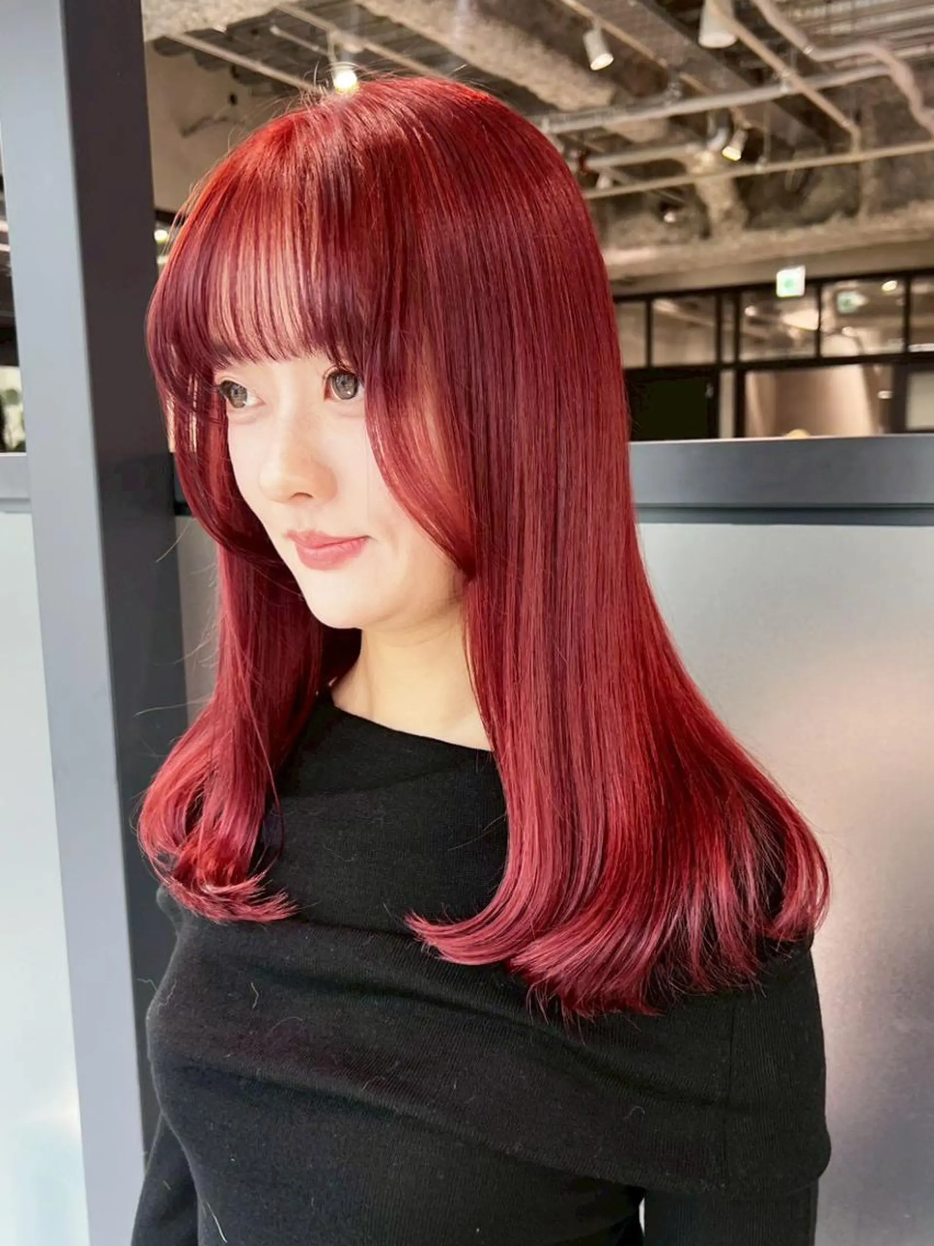 セミロング カラー ダブルカラー 顔まわりレイヤー 顔周りカット レイヤーカット カット ヘアカラー トリートメント ITbyALBUM 松戸のヘアスタイル