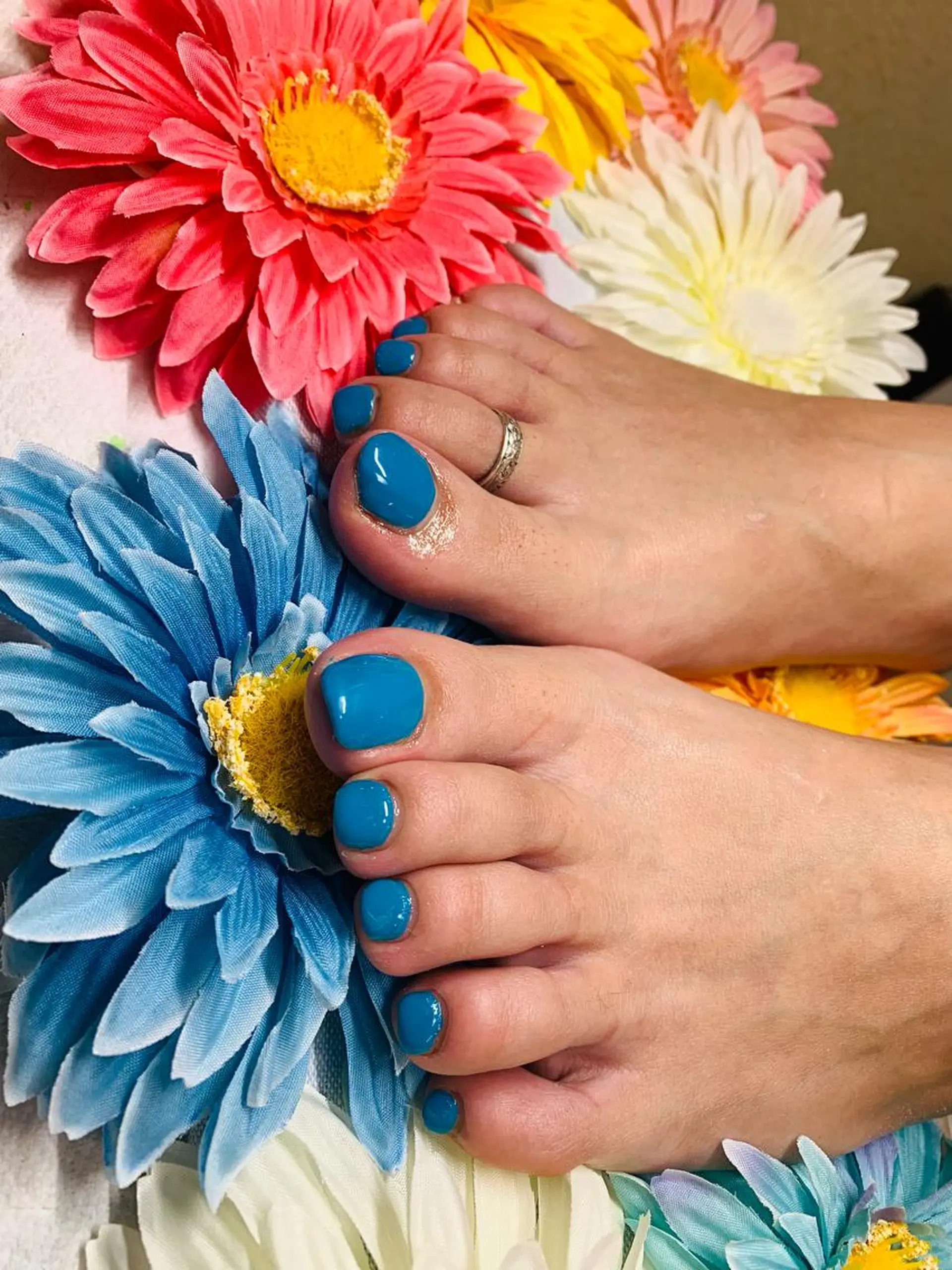 ネイル ブルー フットネイル Nailsalon Spina 琴美のネイルデザイン