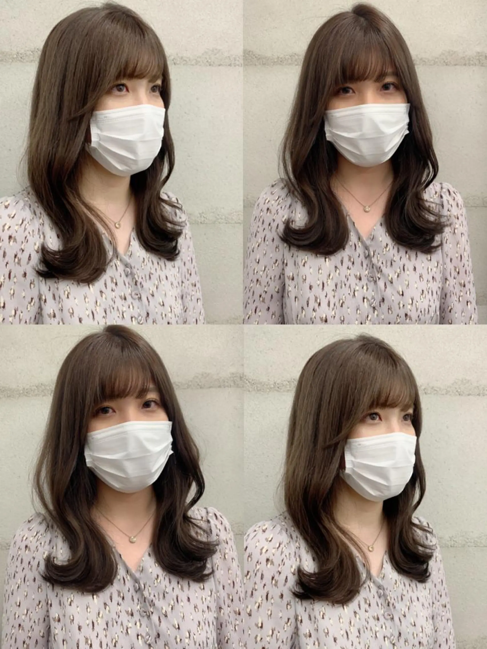 ミディアム カラー イヤリングカラー グレージュ インナーカラー くびれヘア 髪質改善 カット ヘアカラー トリートメント ヘッドスパ 透明感/オリーブ/ グレージュ/YUKAのヘアスタイル