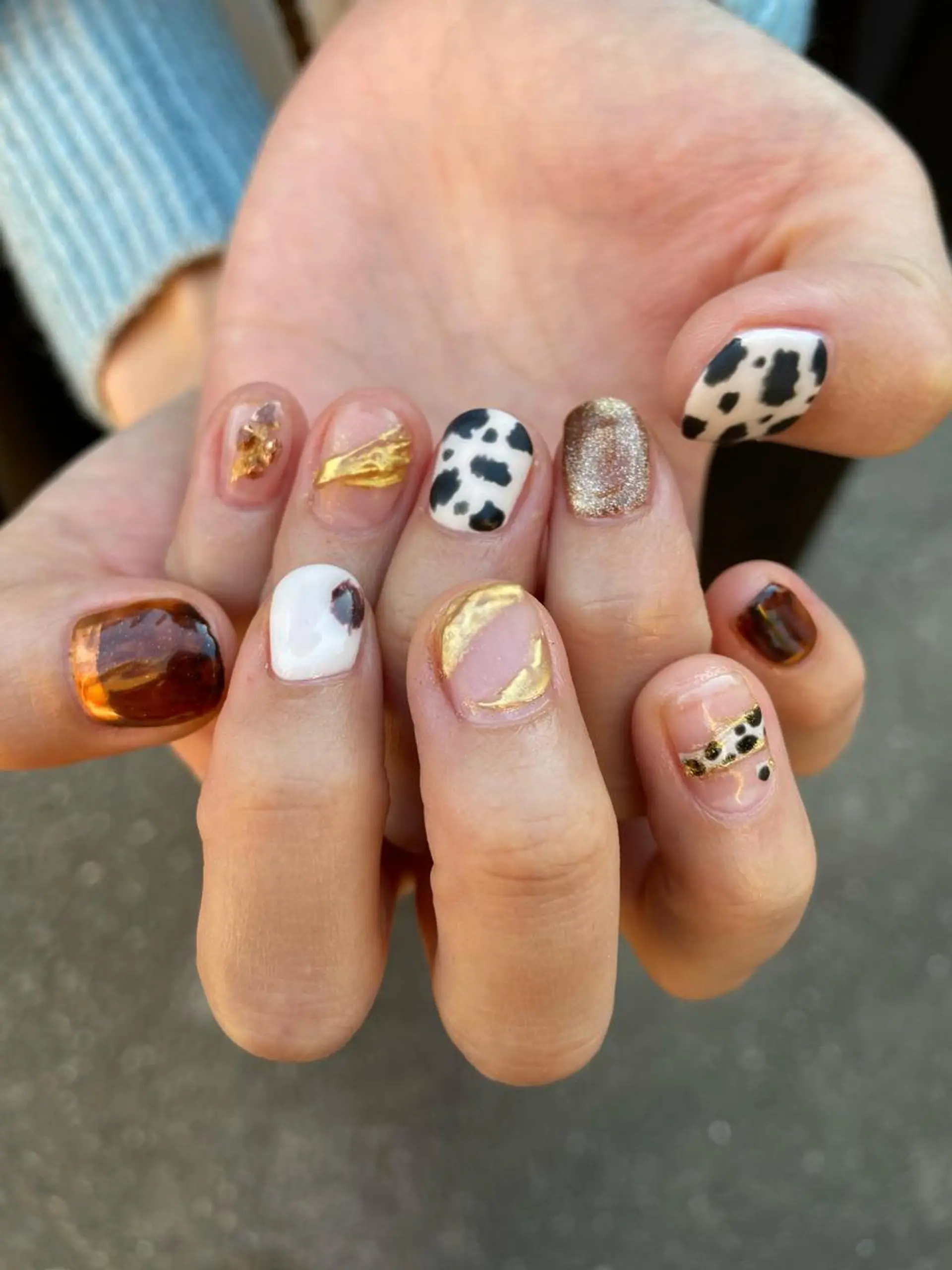 ネイル アニマル柄 クリアネイル マットネイル ミラーネイル ニュアンスネイル . unffのネイルデザイン