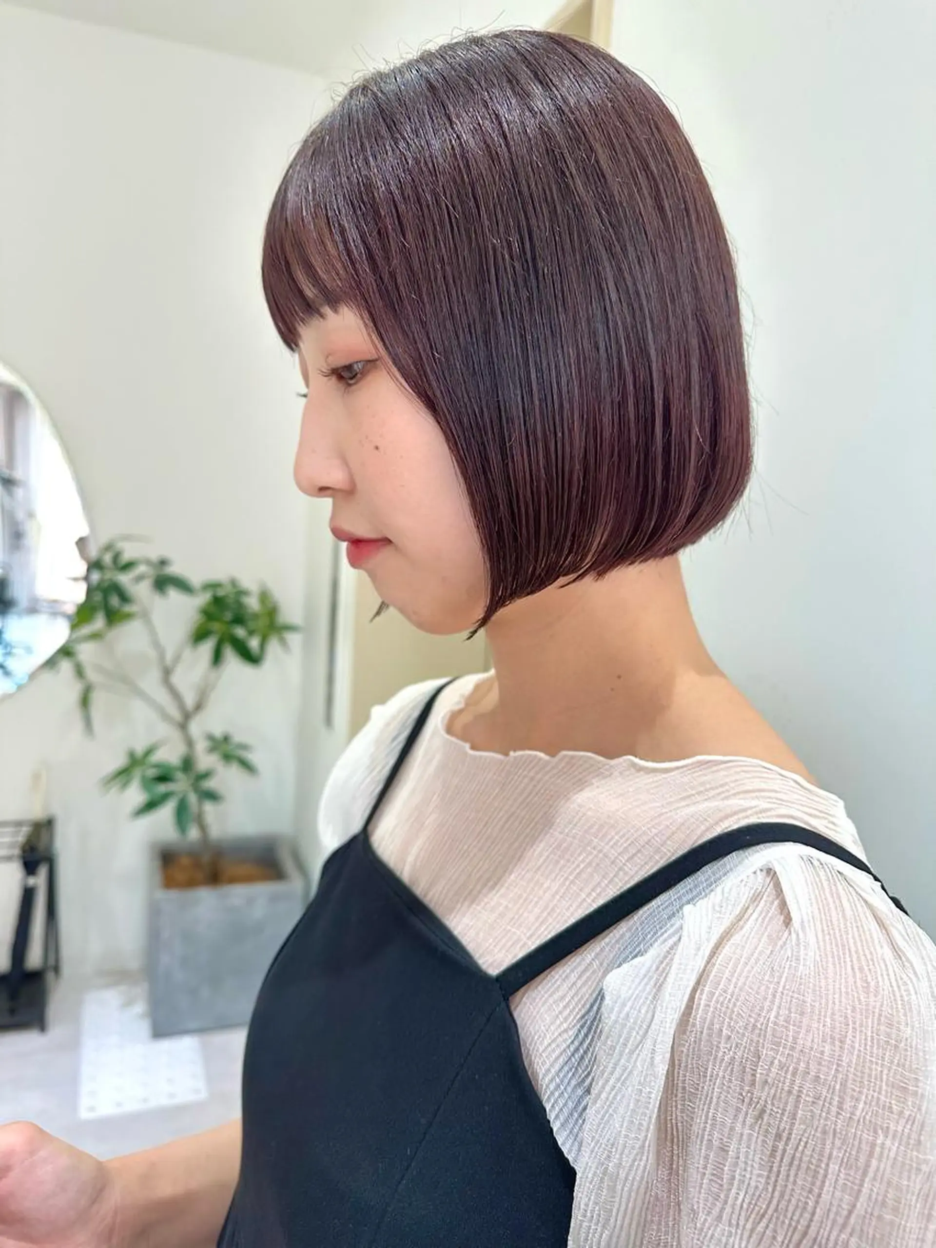 ショート カラー ブラウンカラー ピンクカラー ピンクブラウン ボブ カット ヘアカラー トリートメント レイヤー/ボブ/ 顔周り/yukinaのヘアスタイル