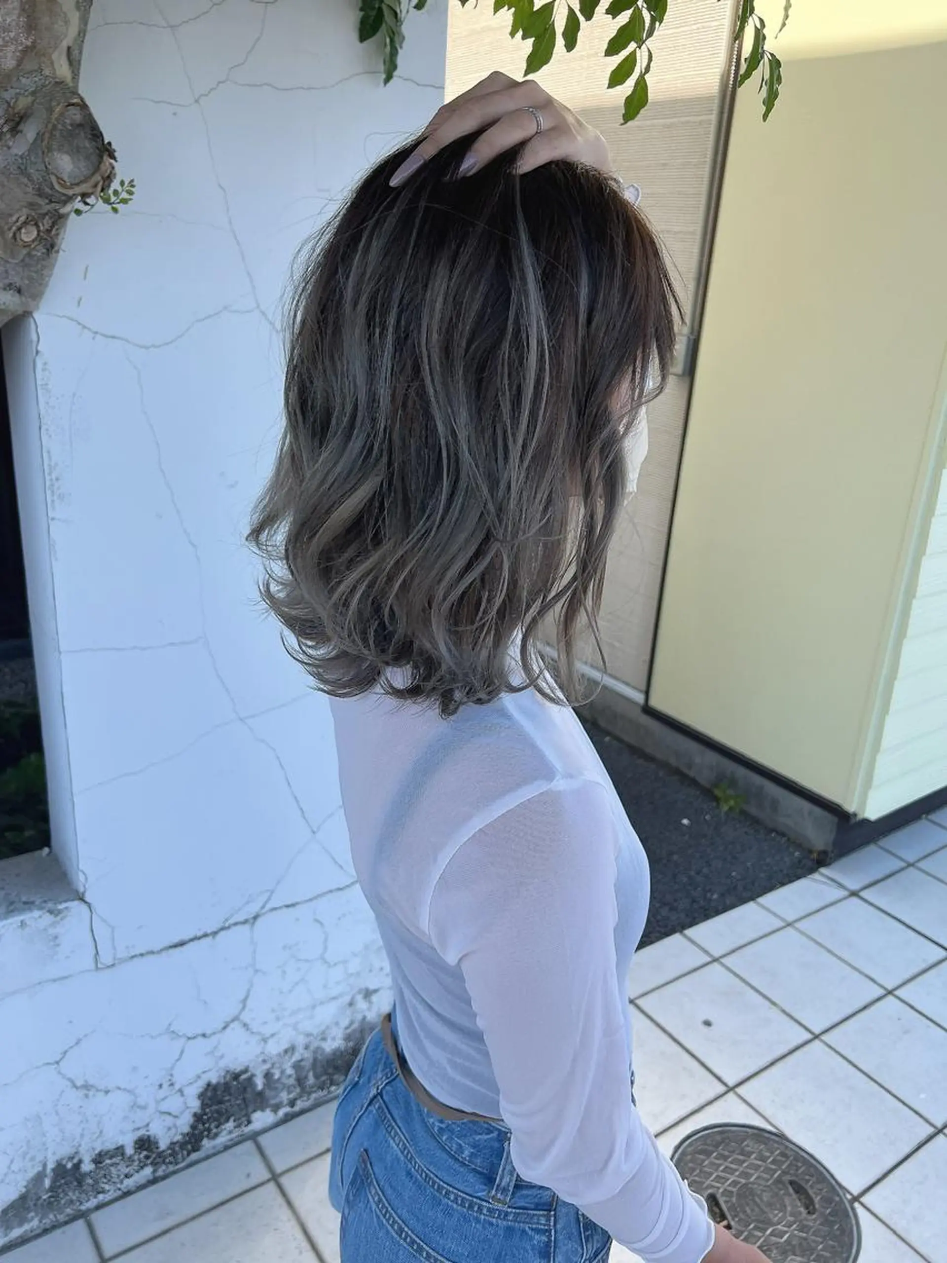 ミディアム カラー バレイヤージュ ブリーチ レイヤーカット ヘアカラー 具志 正太のヘアスタイル