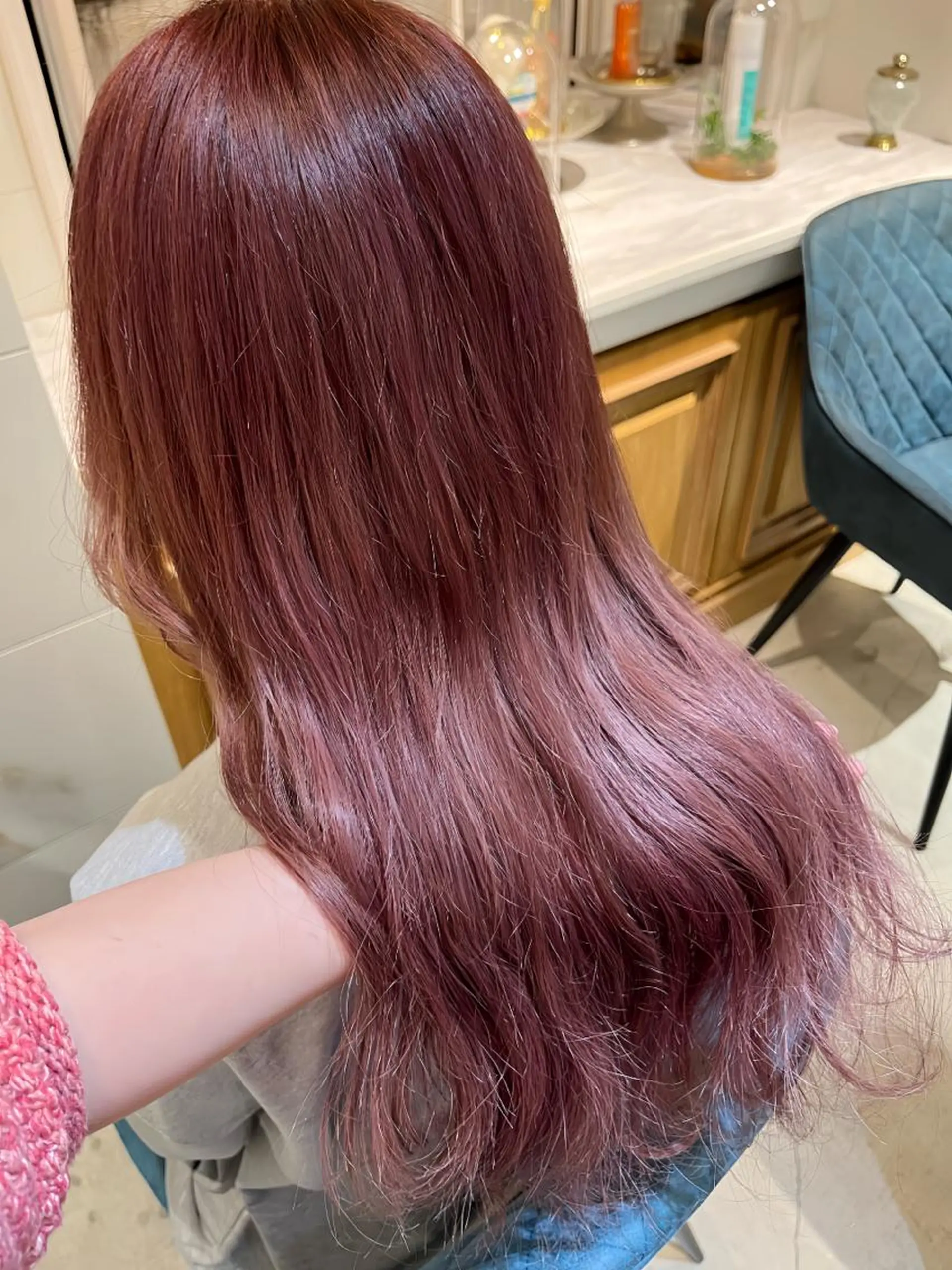 ロング カラー ヘアアレンジ ベージュカラー ピンクカラー ピンクベージュ ヘアカラー トリートメント Lond charme 吉祥寺所属・縮毛矯正・レイヤー カット募集中/ななこのヘアスタイル