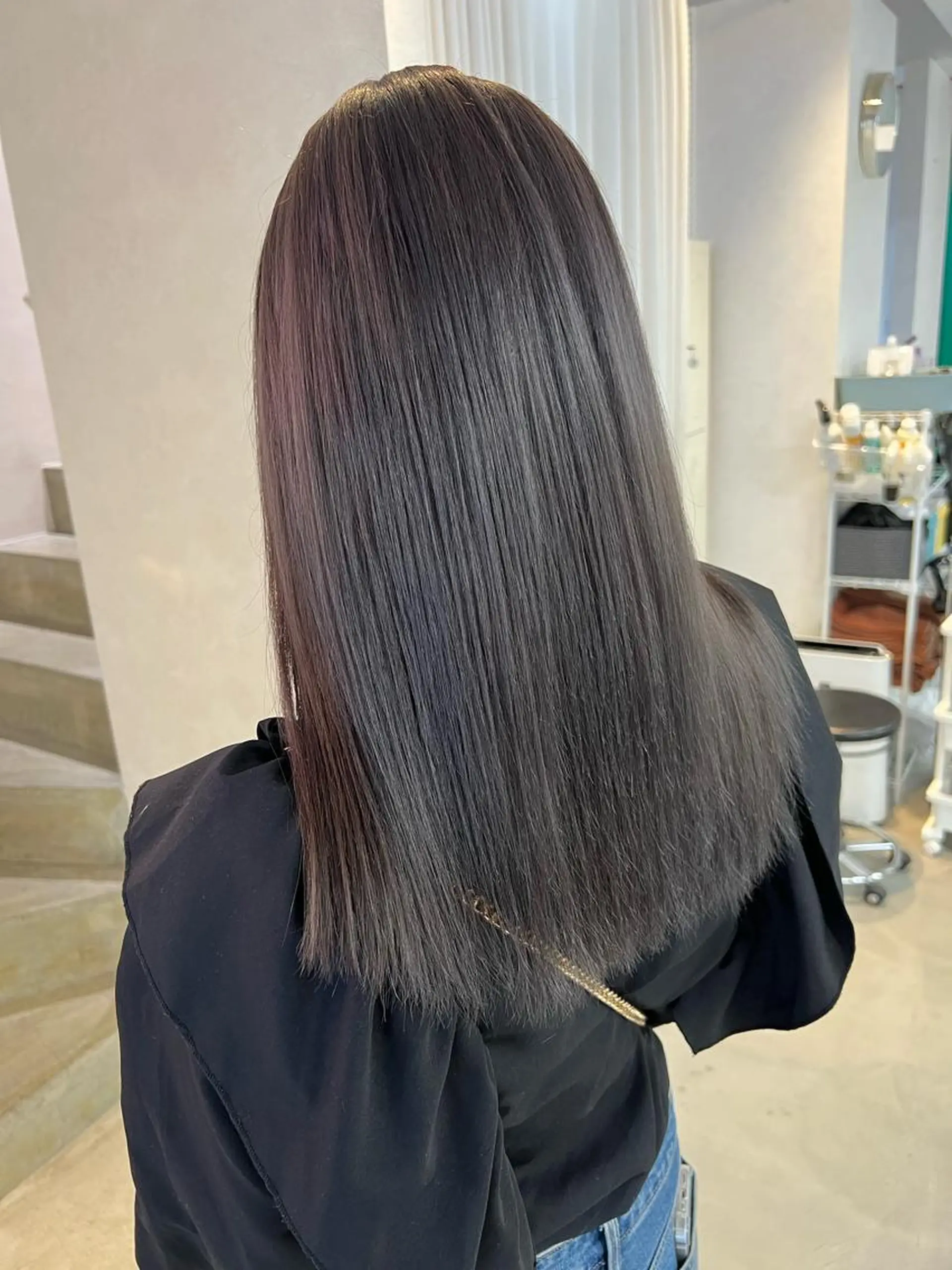 ミディアム カラー 透明感カラー グレージュ 安井まゆ _Box mico.のヘアスタイル