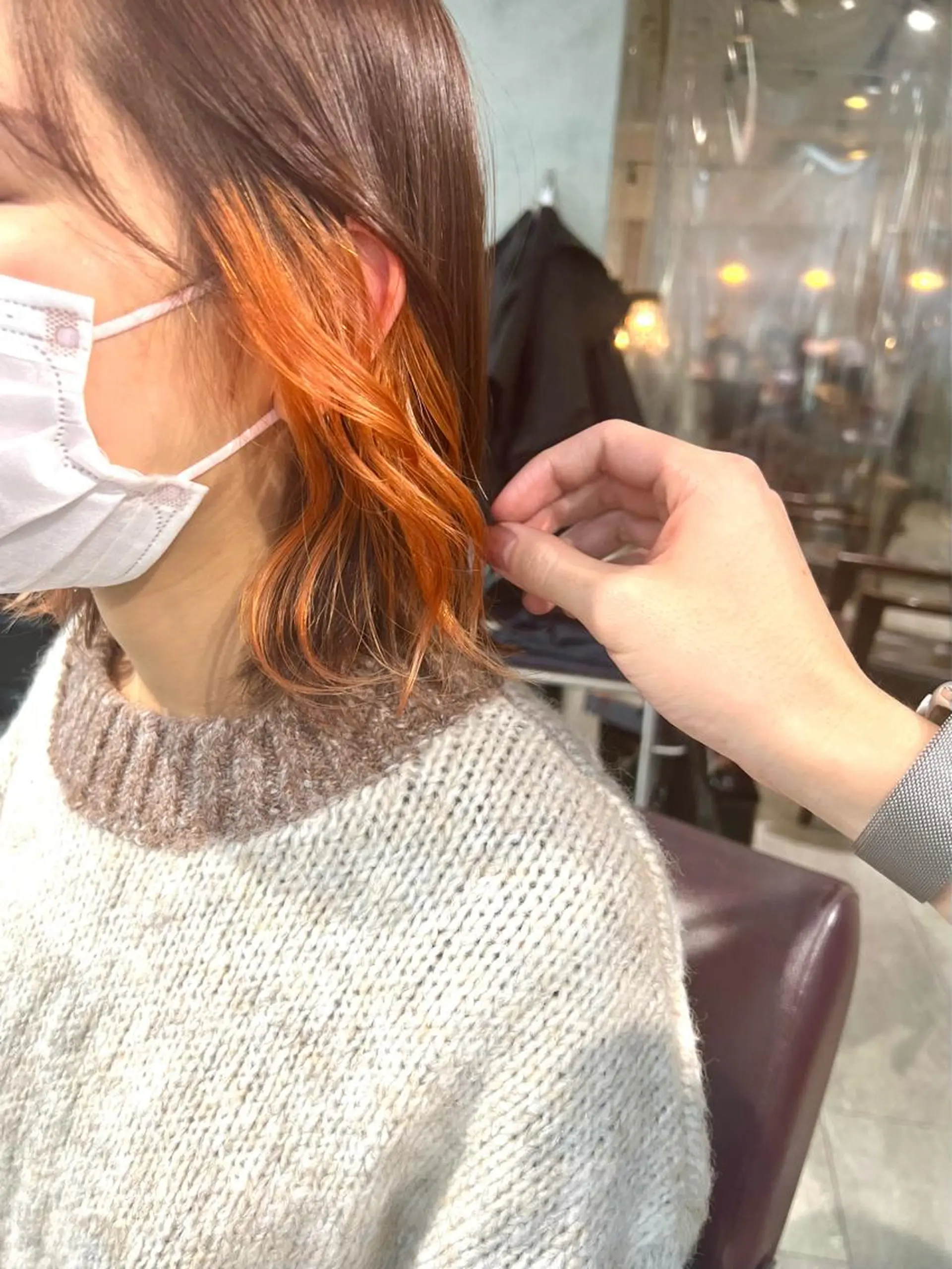 ミディアム カラー ヘアアレンジ ネイル ヘアカラー トリートメント ヘッドスパ ヘアセット 🌈インナーカラー ‘ショウマ’🌈のヘアスタイル