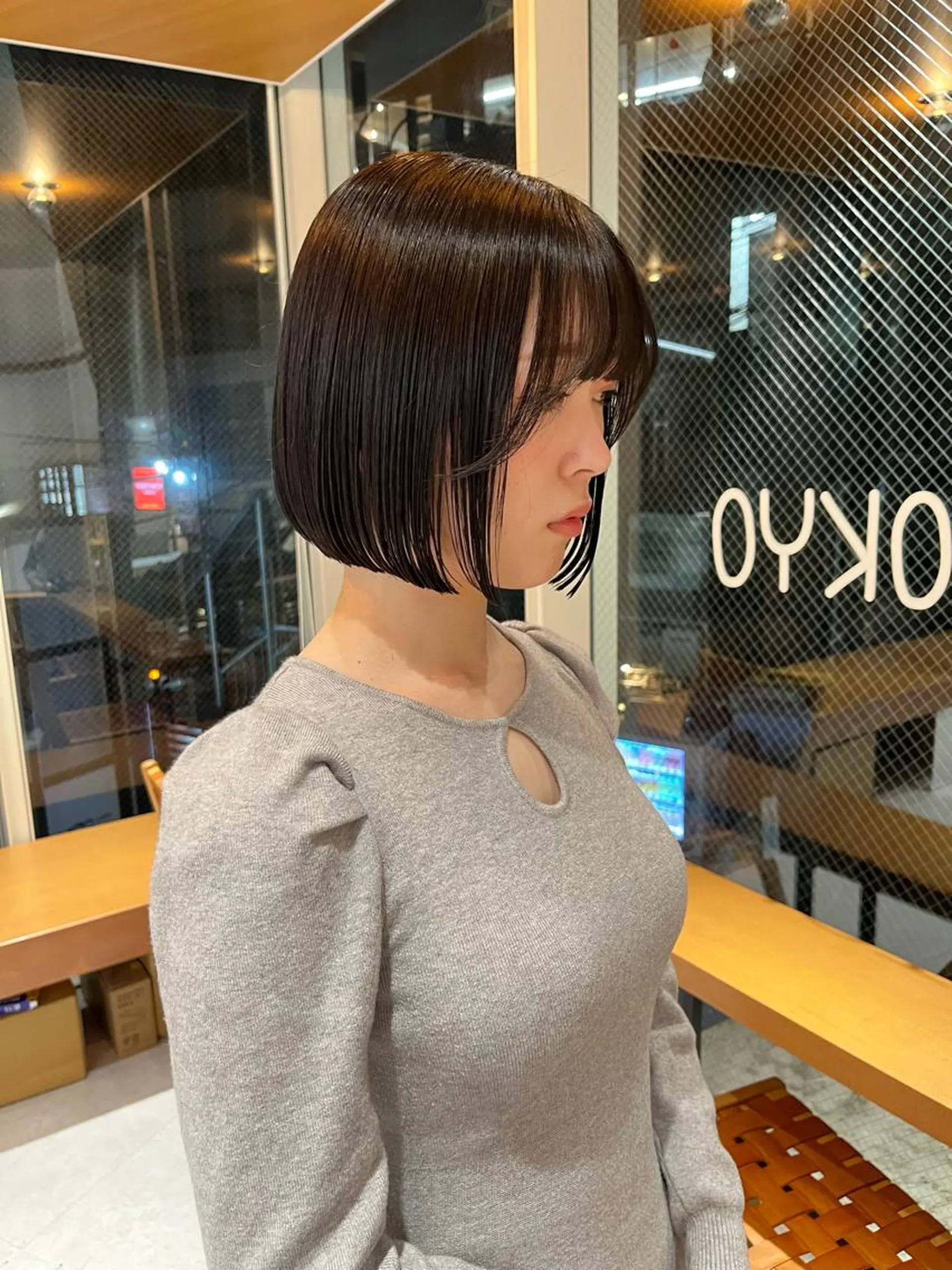 ミディアム カット ヘアカラー トリートメント ボブ&透明感カラー ♡TOMOEのヘアスタイル