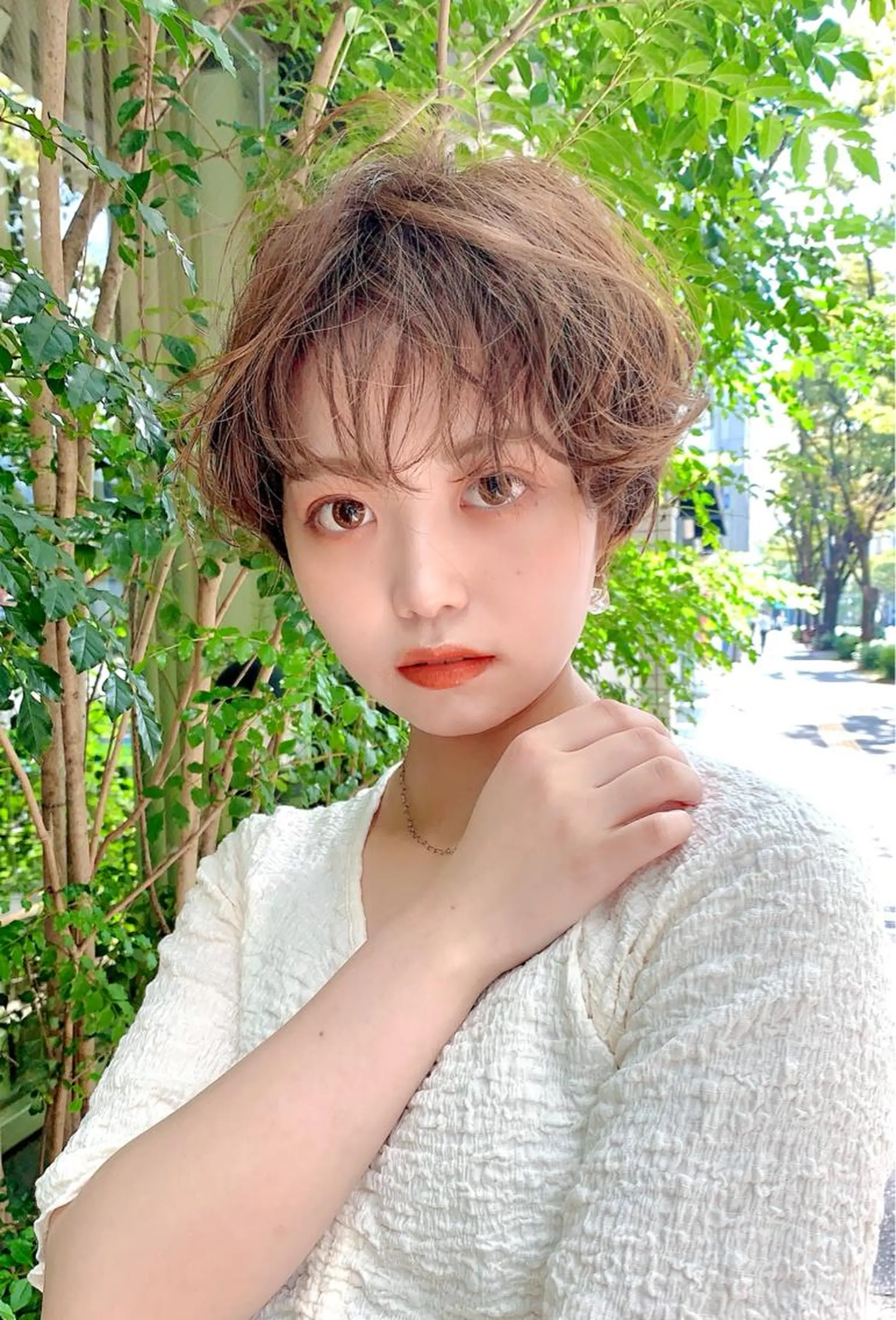 ショート パーマ ショートヘア ヘアカラー トリートメント 園 冬稀のヘアスタイル