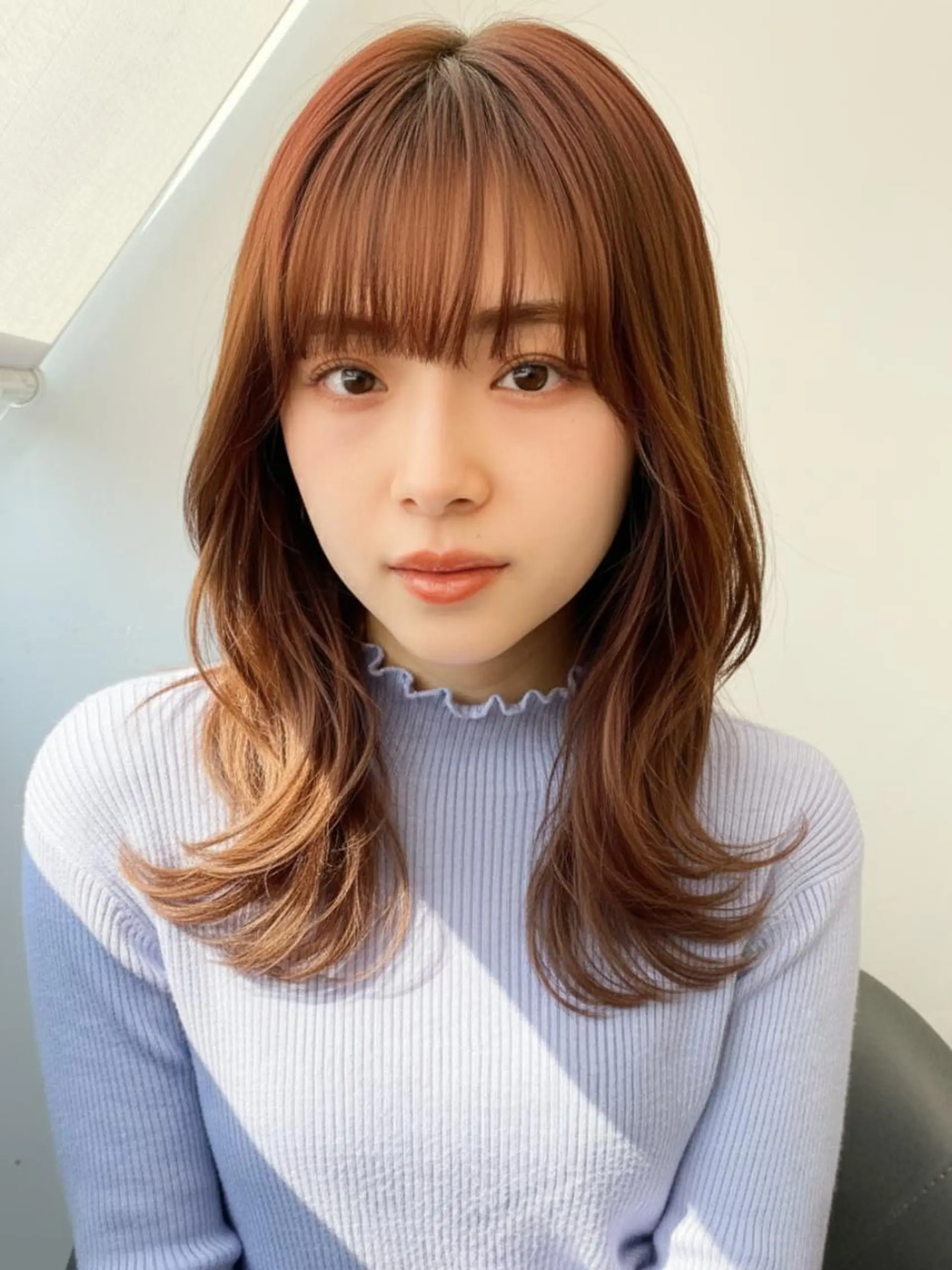 セミロング ヘアカラー トリートメント momoca/松本/ 暖色カラー/ボブのヘアスタイル