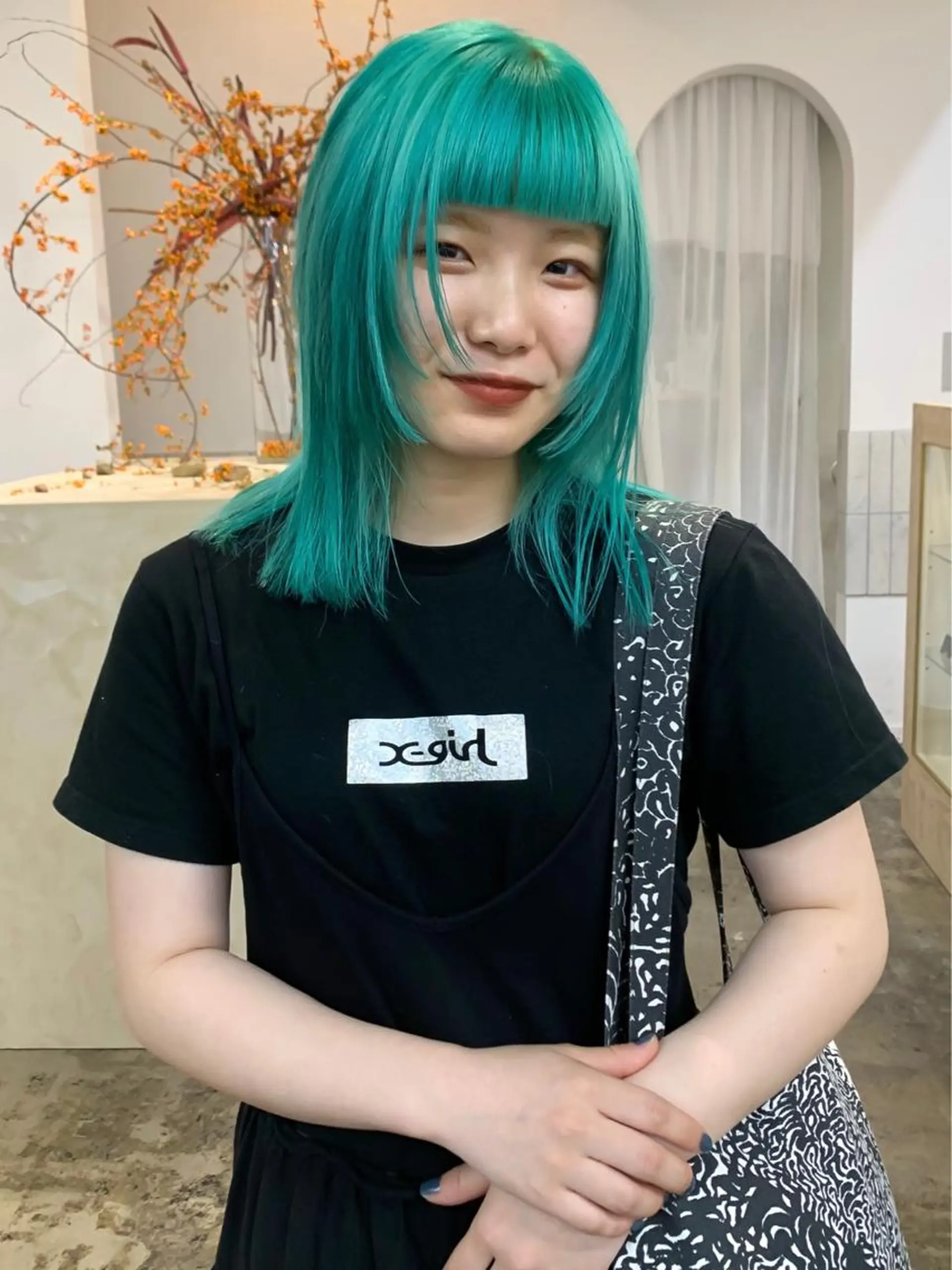 セミロング カラー 顔周りカット レイヤーカット カット ヘアカラー 似合わせカット ケアパーマ喜来雅由のヘアスタイル