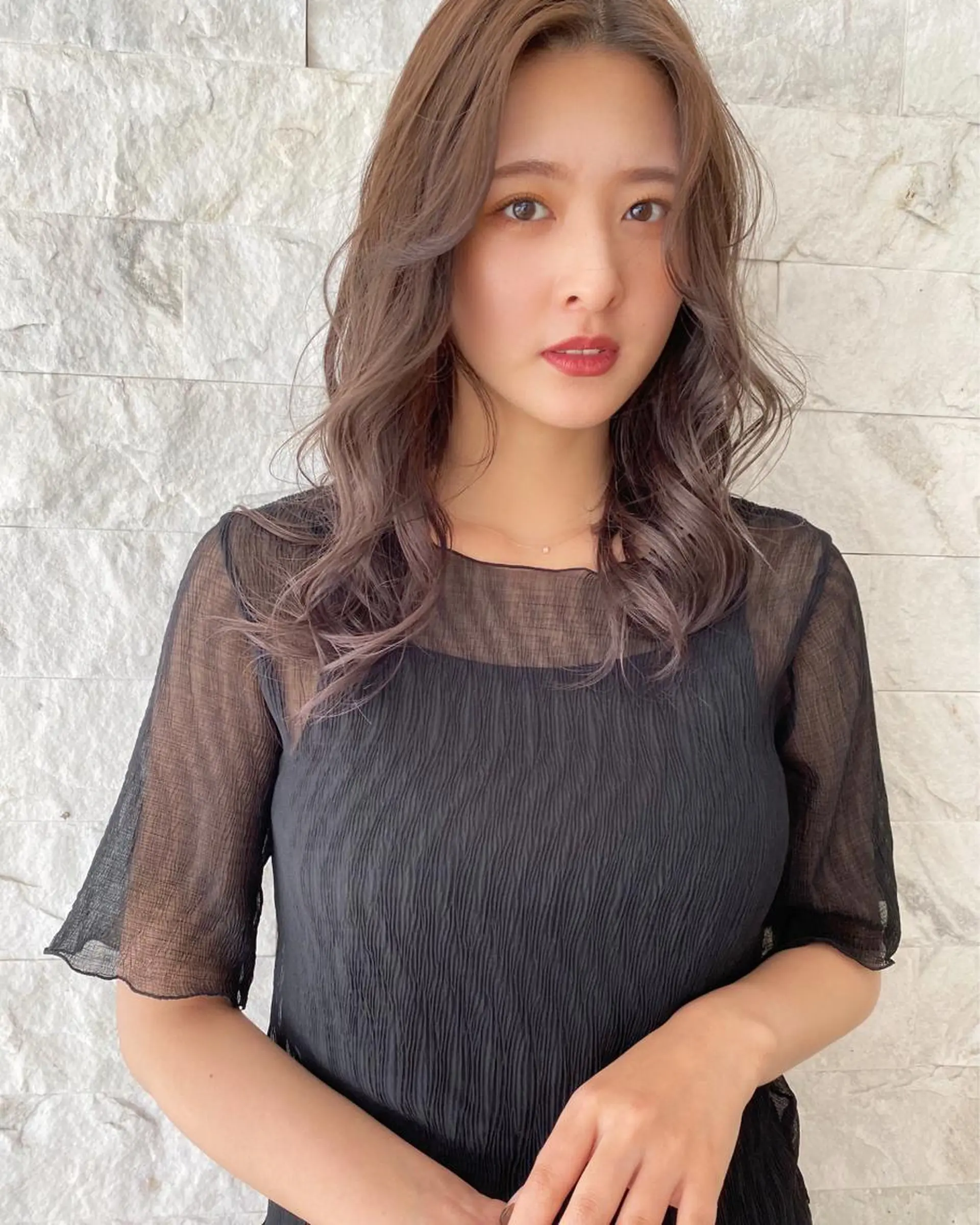 ミディアム カラー カット パーマ キタダ ヒロキのヘアスタイル