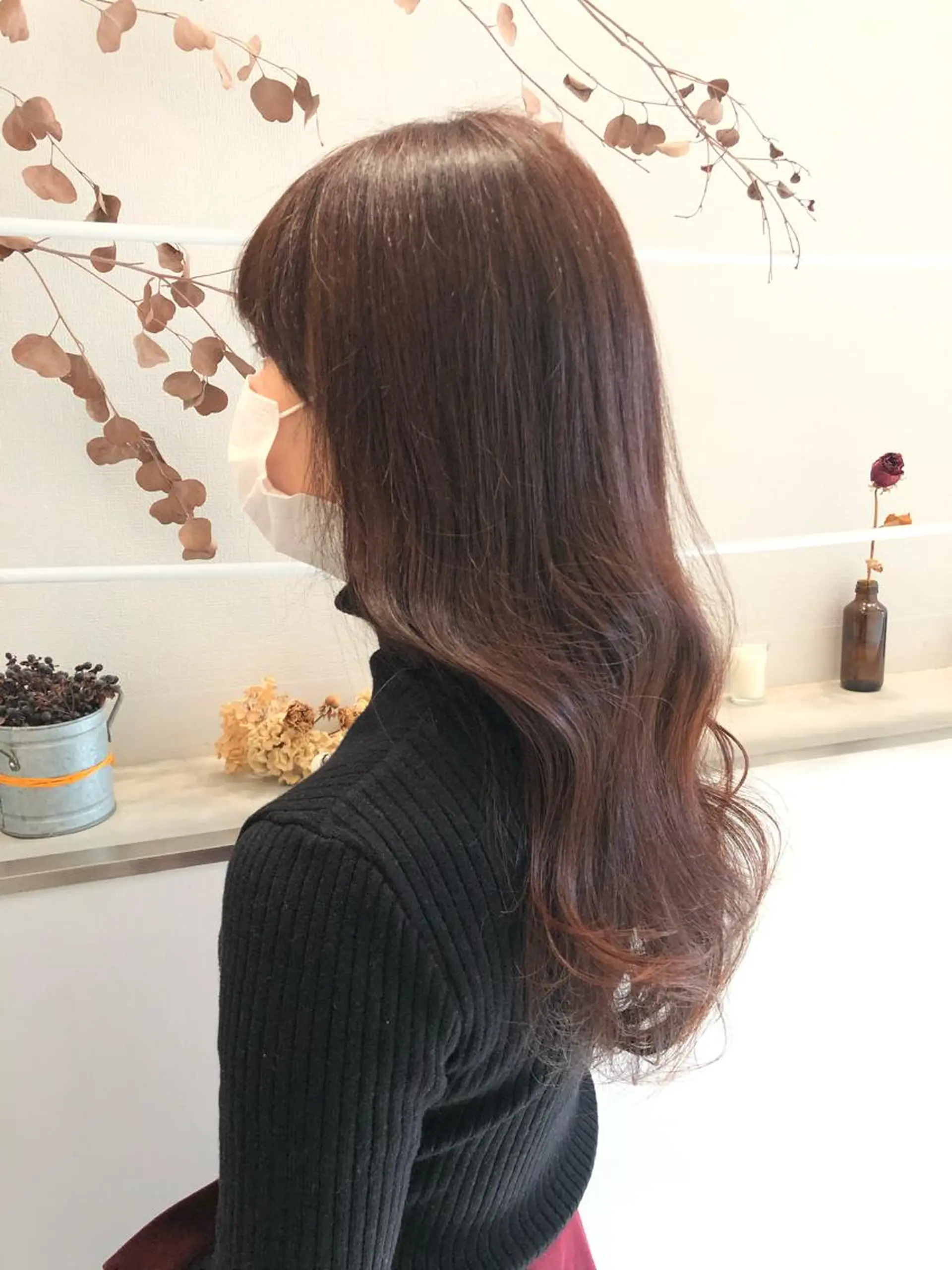 ロング カラー ブラウンカラー ピンクカラー ピンクブラウン カット ヘアカラー トリートメント 柏木  彩花のヘアスタイル