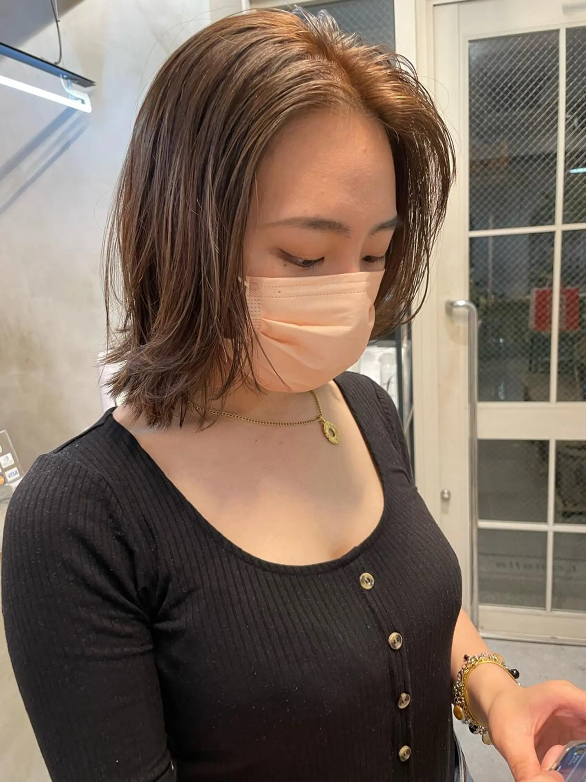 セミロング カラー ヘアアレンジ 小顔レイヤー×コンパ クトボブ/林隆平のヘアスタイル