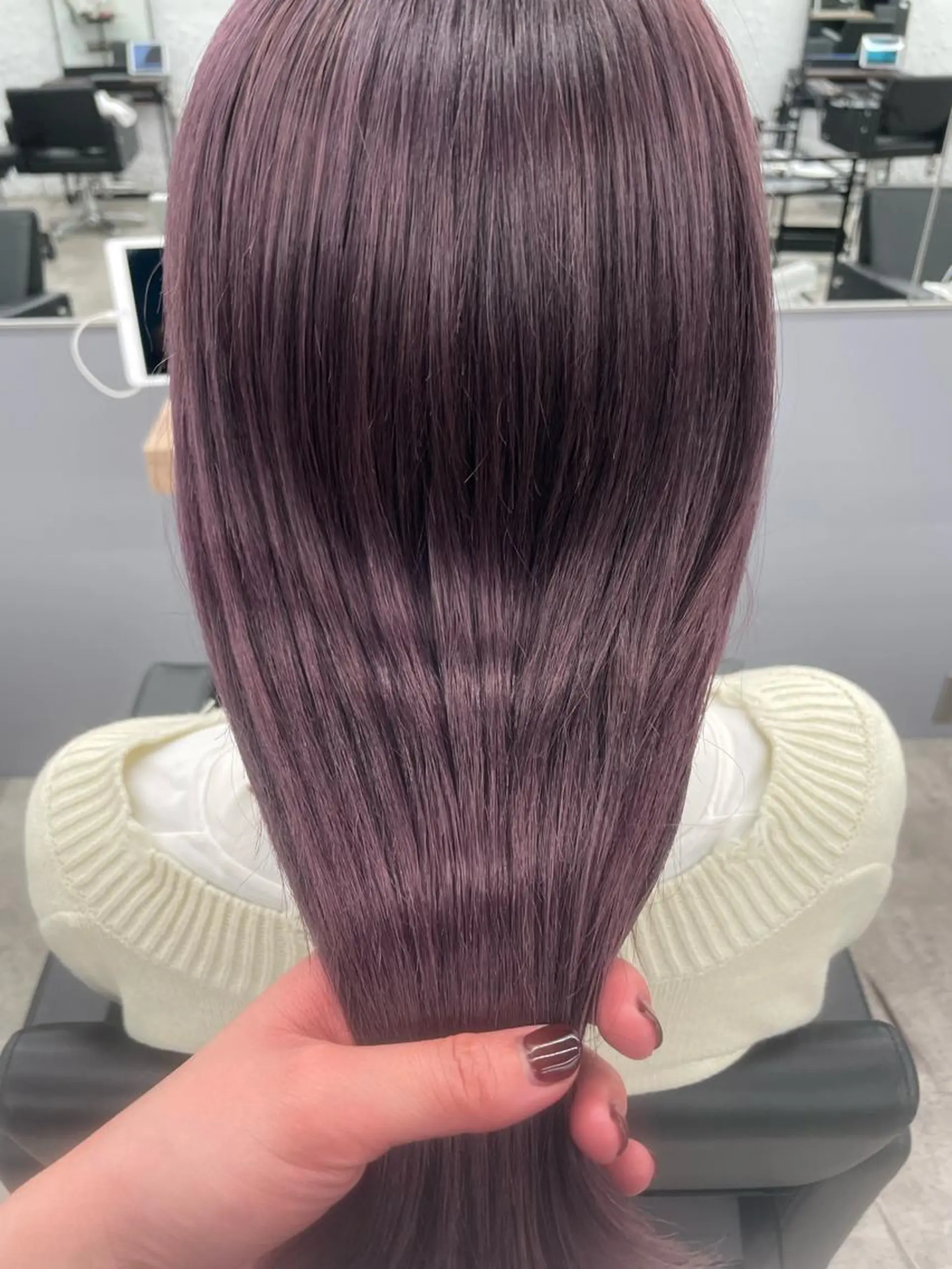 セミロング カラー ヘアアレンジ ラベンダーカラー ラベンダーピンク ピンクカラー 【柔らか透明感✨/ 似合せ前髪】大石葉月のヘアスタイル