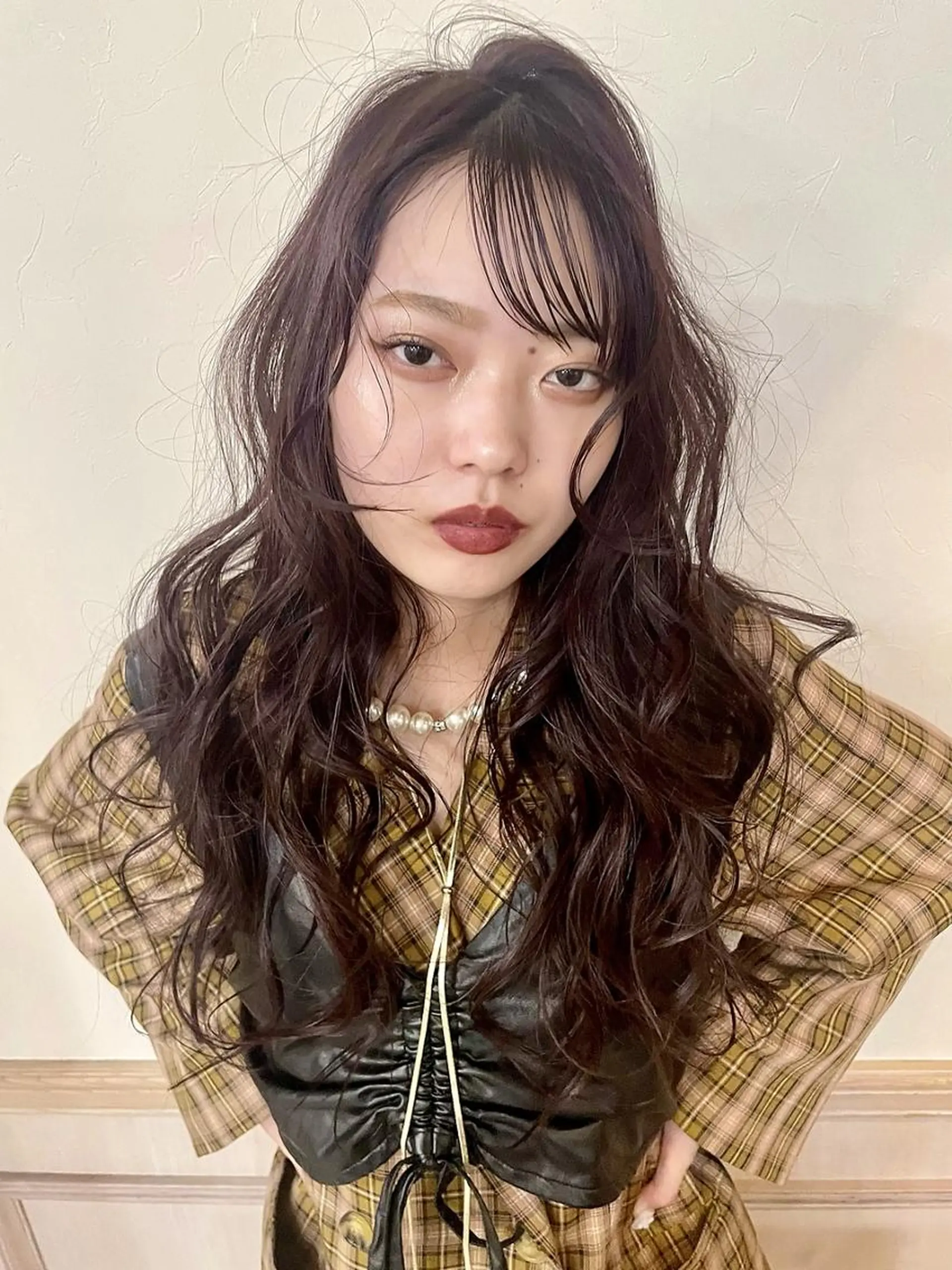 ロング パーマ カット パーマ 松本/艶カラー/ ブリーチ/村岡 彩優のヘアスタイル