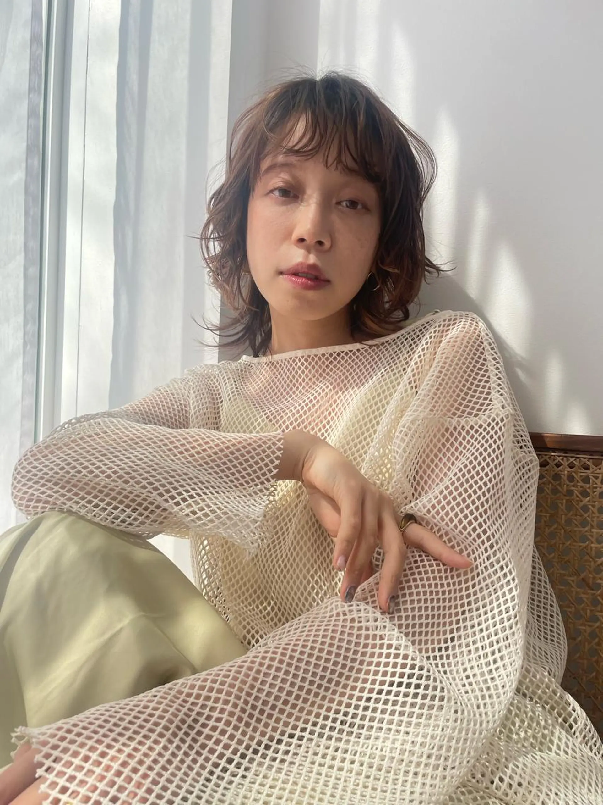 ミディアム パーマ ミディアムパーマ レイヤーカット ニュアンスパーマ 🍊美容室TU. LUCE／コン🍊のヘアスタイル