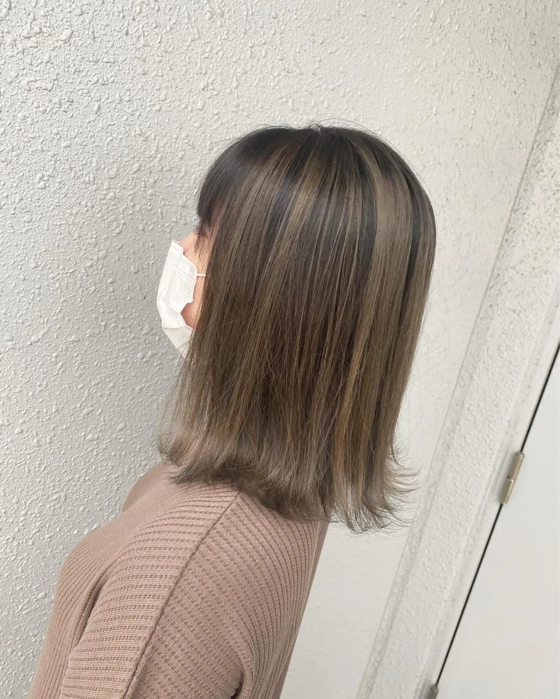 ミディアム カラー バレイヤージュ レイヤーカット カット ヘアカラー トリートメント 後藤紗英/髪質改善 /オリーブベージュのヘアスタイル